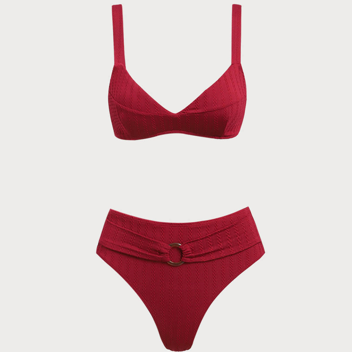 Belltoile™ Kırmızı Kare Yaka O-Ring Bikini Seti