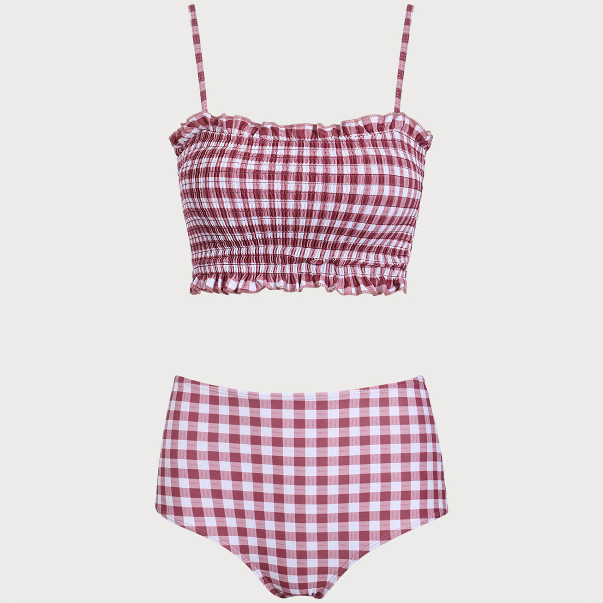Belltoile™ Kırmızı Ekose Bandeau Bikini Seti
