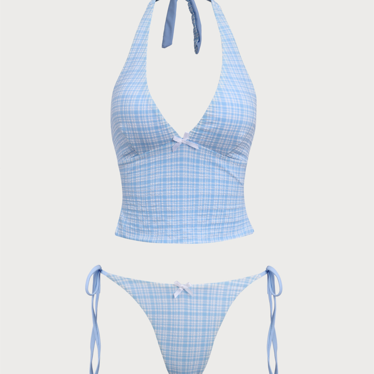Belltoile™ Mavi Örme Ekose Tankini Mayo
