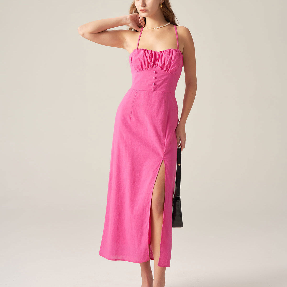 Belltoile™ Kırmızı Dantelli Sırtı Açık Slip Midi Elbise