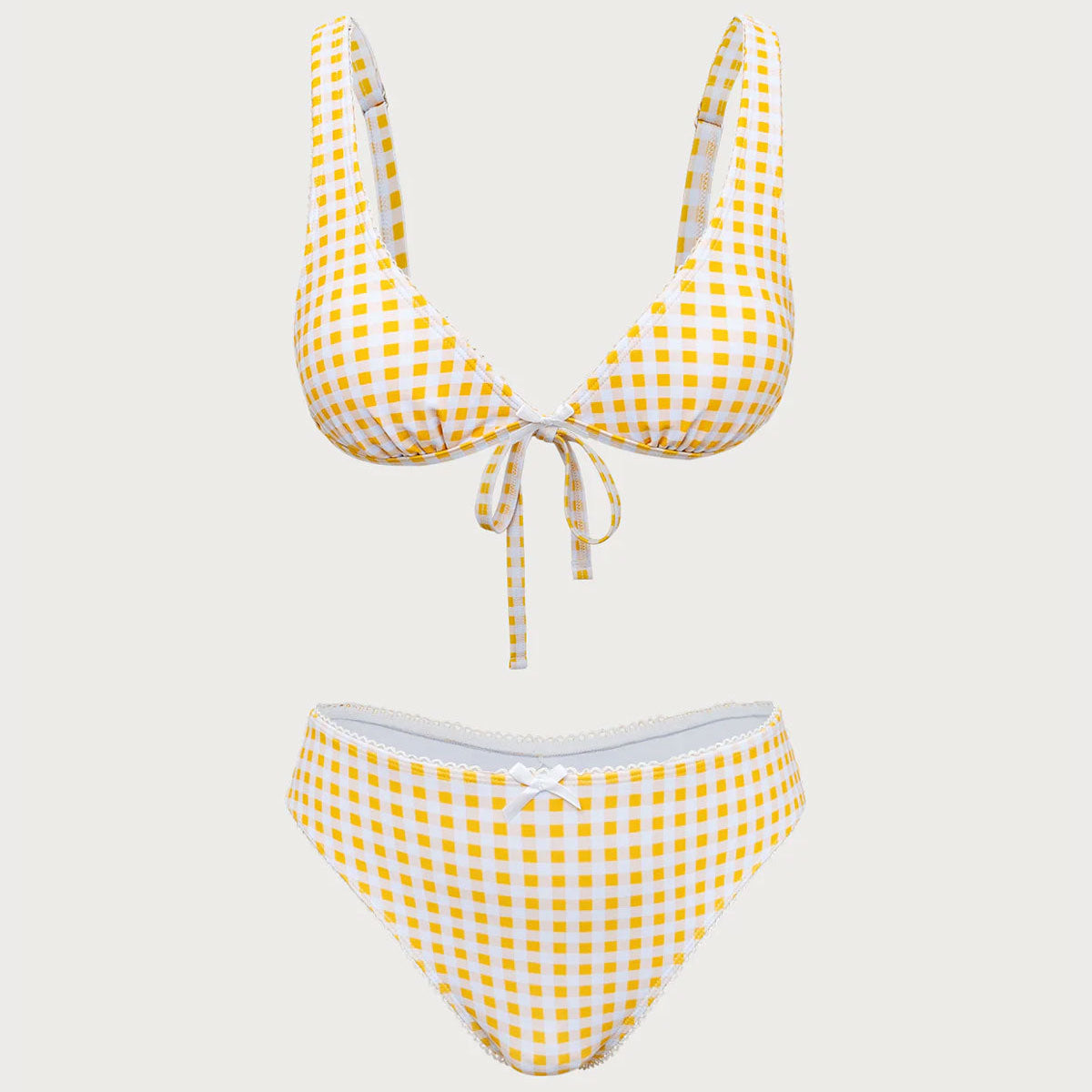 Belltoile™ Sarı Ekose Üçgen Bikini Takımı