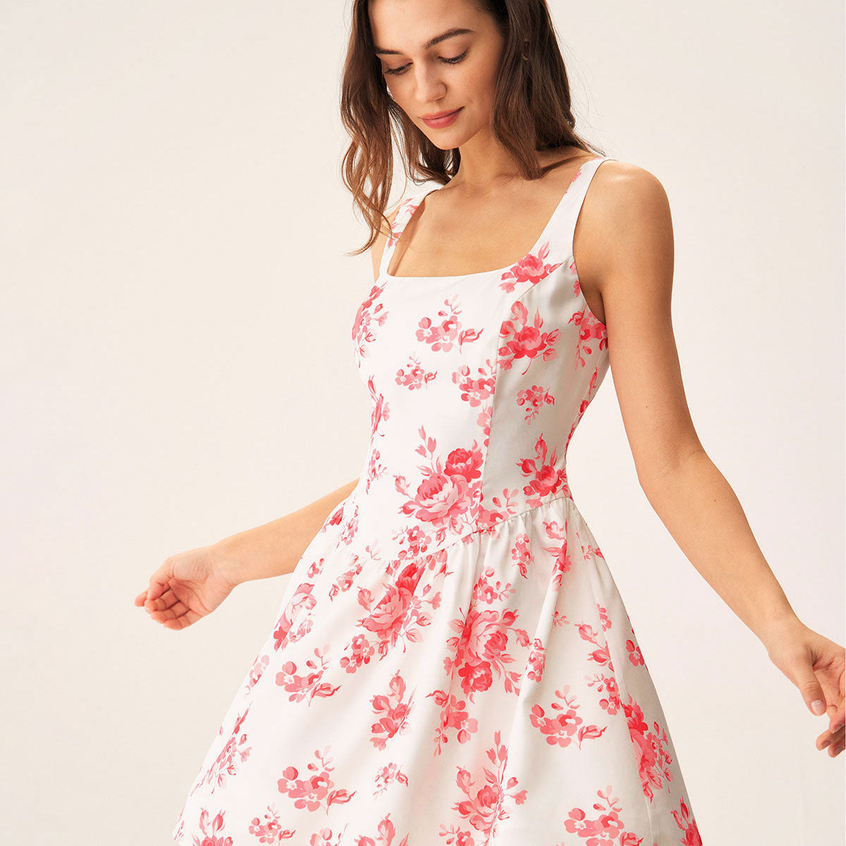 Belltoile™ Pembe Çiçekli Dantelli Mini Elbise