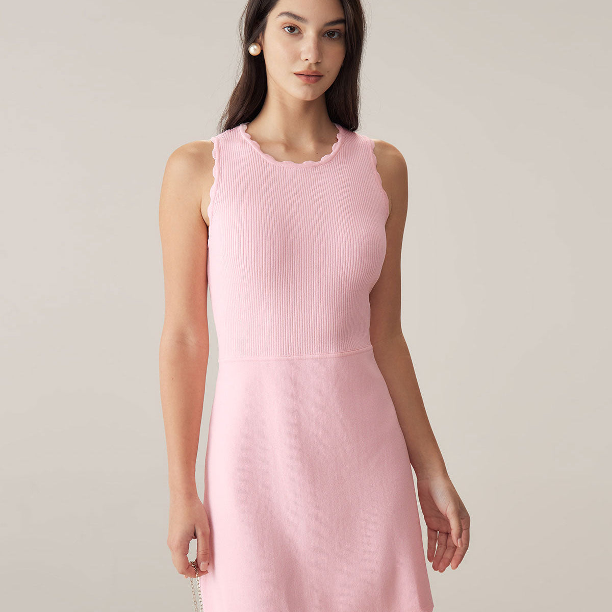 Belltoile™ Pembe Kazak Kolsuz Mini Elbise