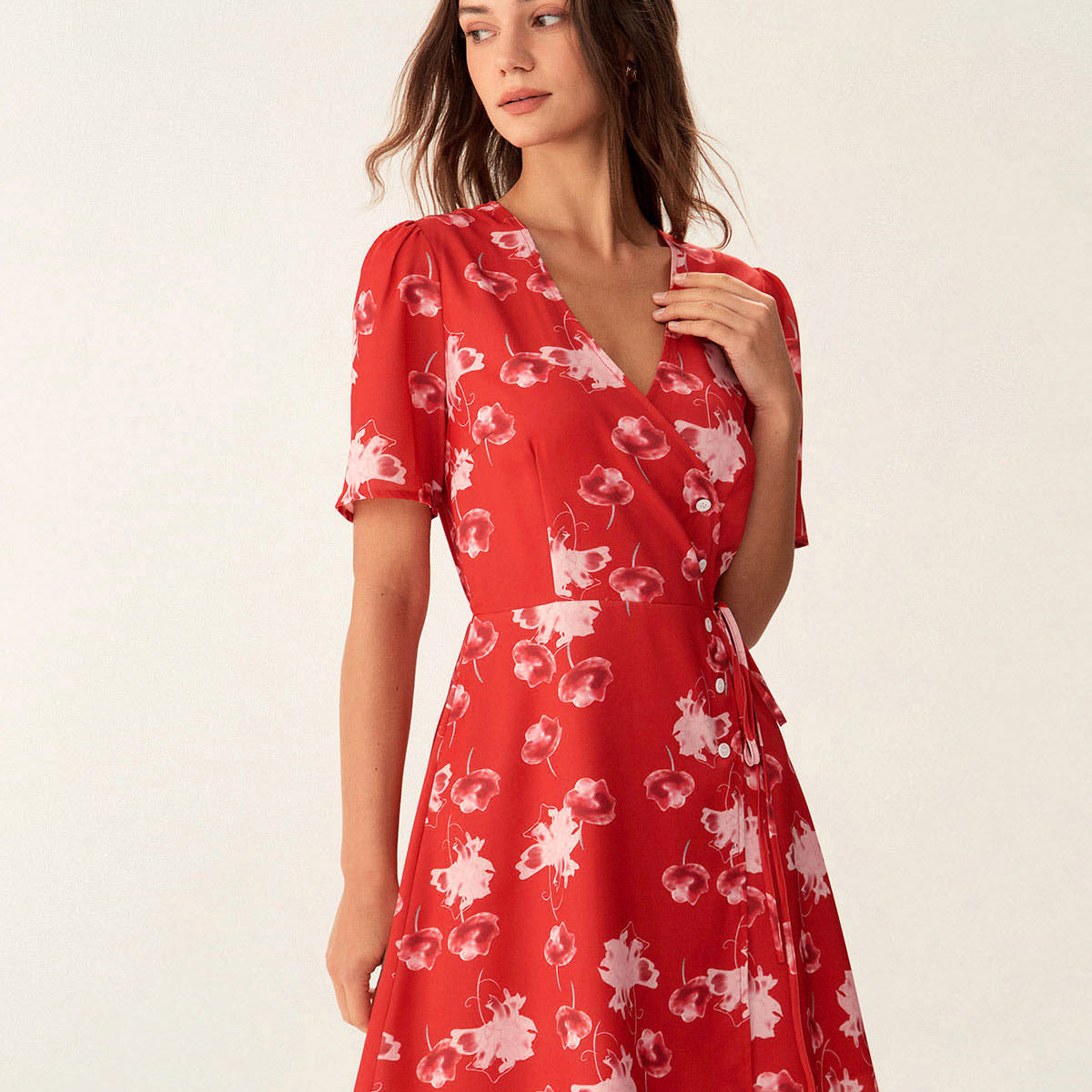 Belltoile™ Kırmızı Çiçekli A Kesim Mini Elbise