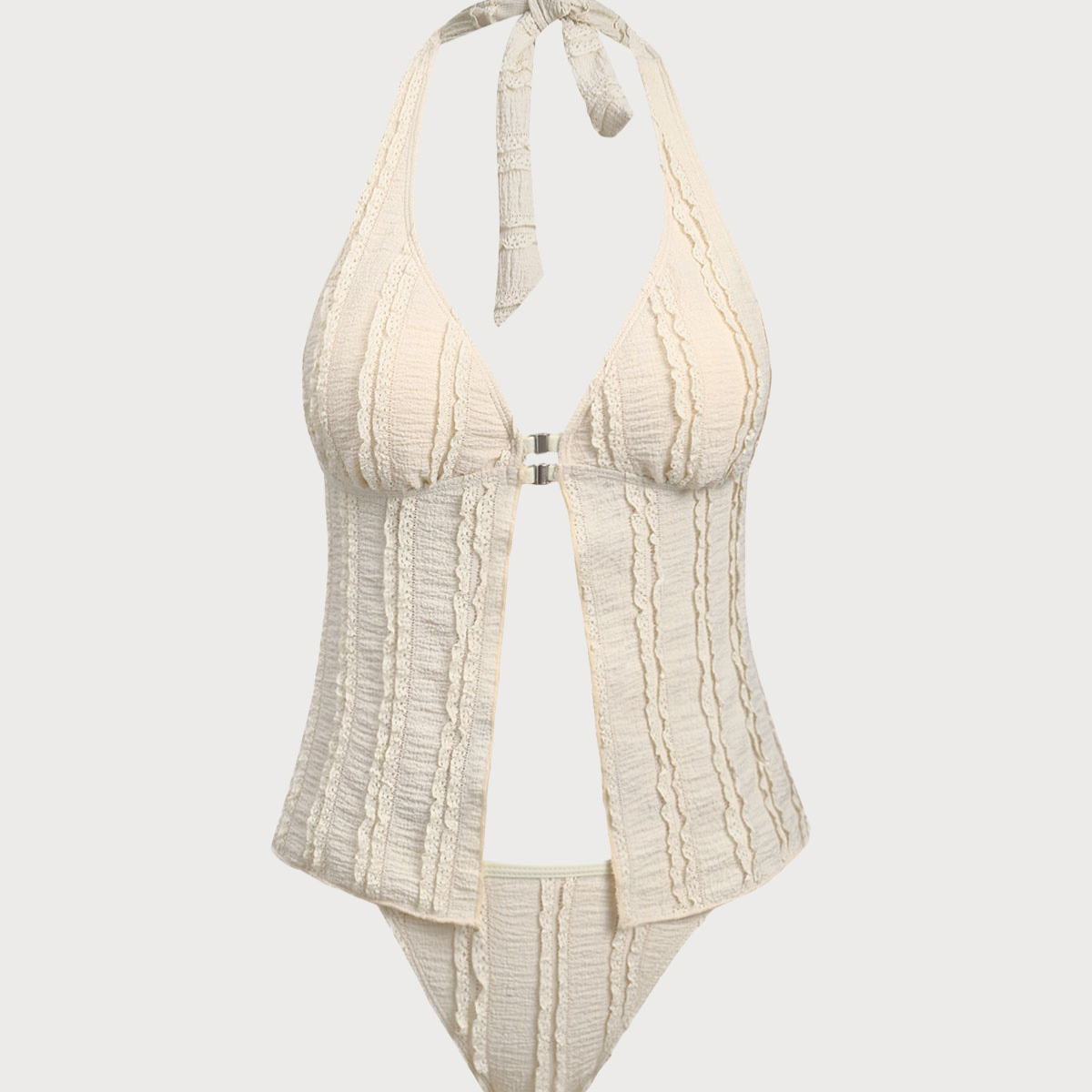 Belltoile™ Sarı Derin V Ön Düğmeli Tankini Mayo