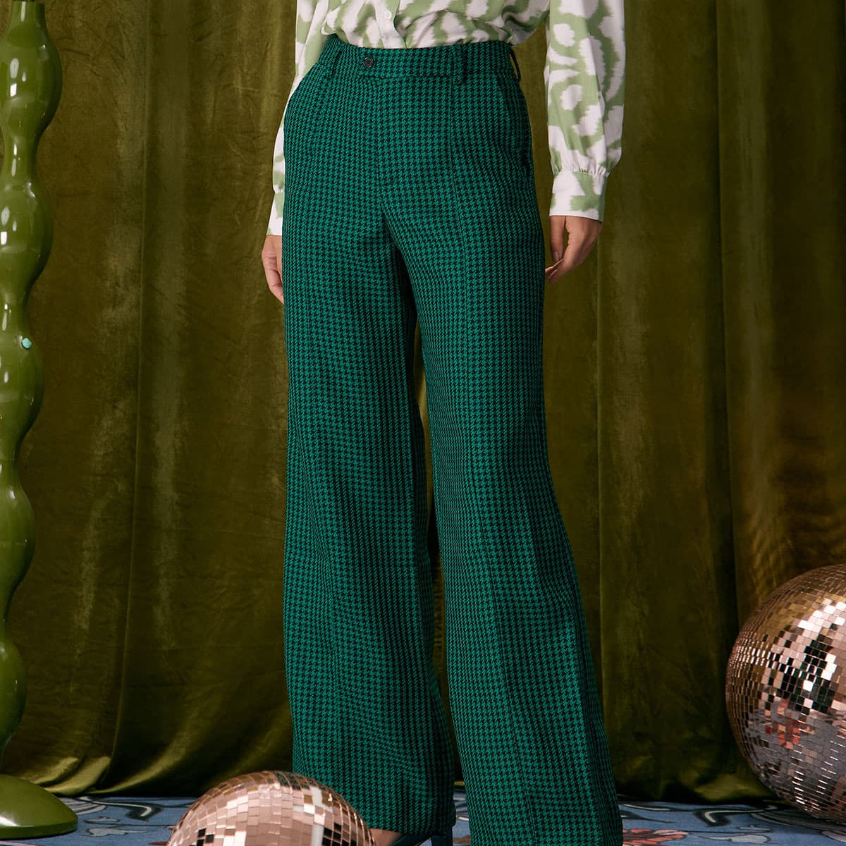 Belltoile™ Yeşil Kazayağı Geniş Paça Pantolon