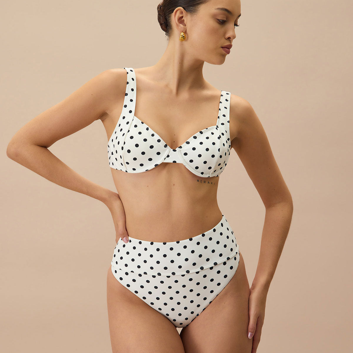 Belltoile™ Beyaz Puantiyeli Balenli Bikini Üstü