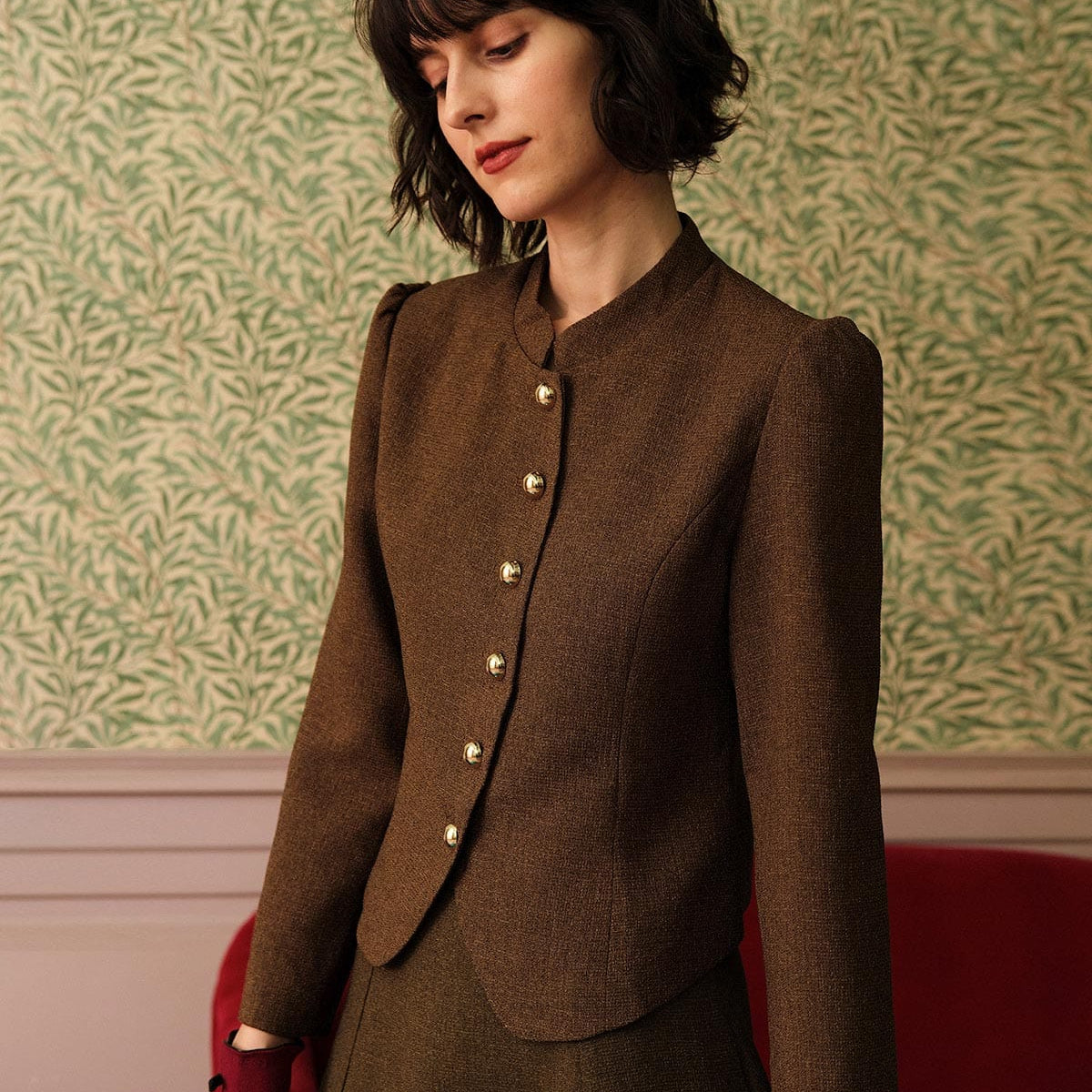 Belltoile™ Solid Retro Tek Sıra Düğmeli Tüvit Ceket