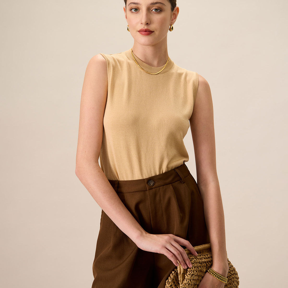 Belltoile™ Kadın Haki Bisiklet Yaka Fitilli Tencel Atlet