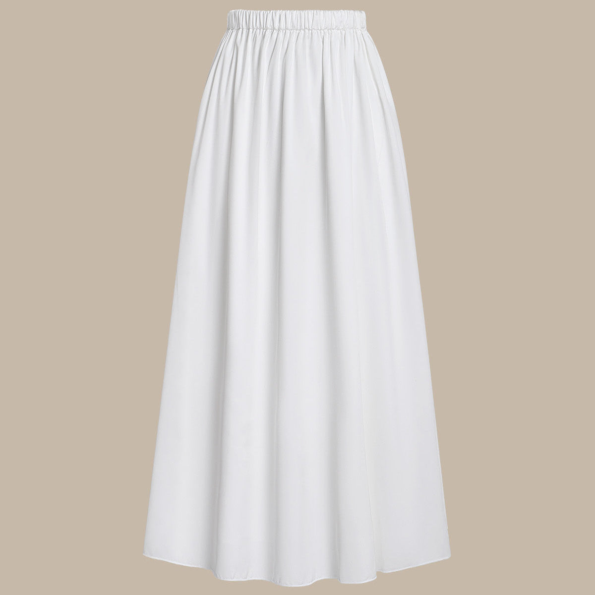 Belltoile Beyaz Yüksek Bel Beli Lastikli Midi Etek