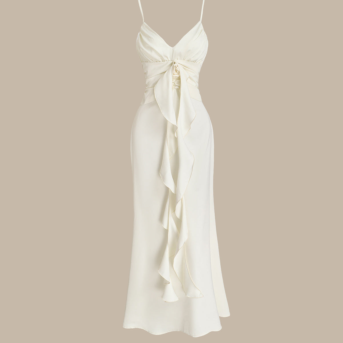 Belltoile Kayısı Bodycon Püskül Slip Maxi Elbise