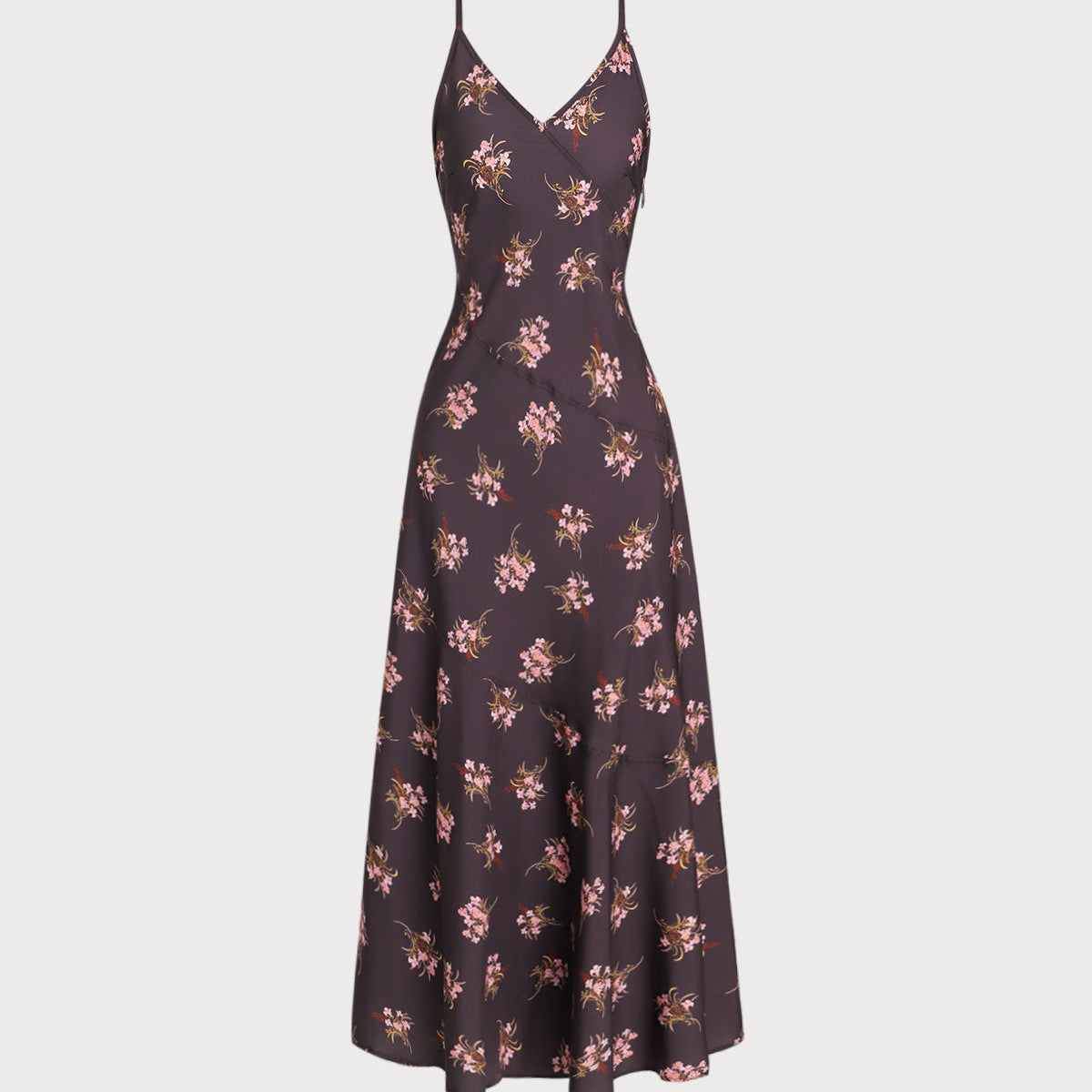 Belltoile Siyah Çiçekli A Kesim Slip Maxi Elbise