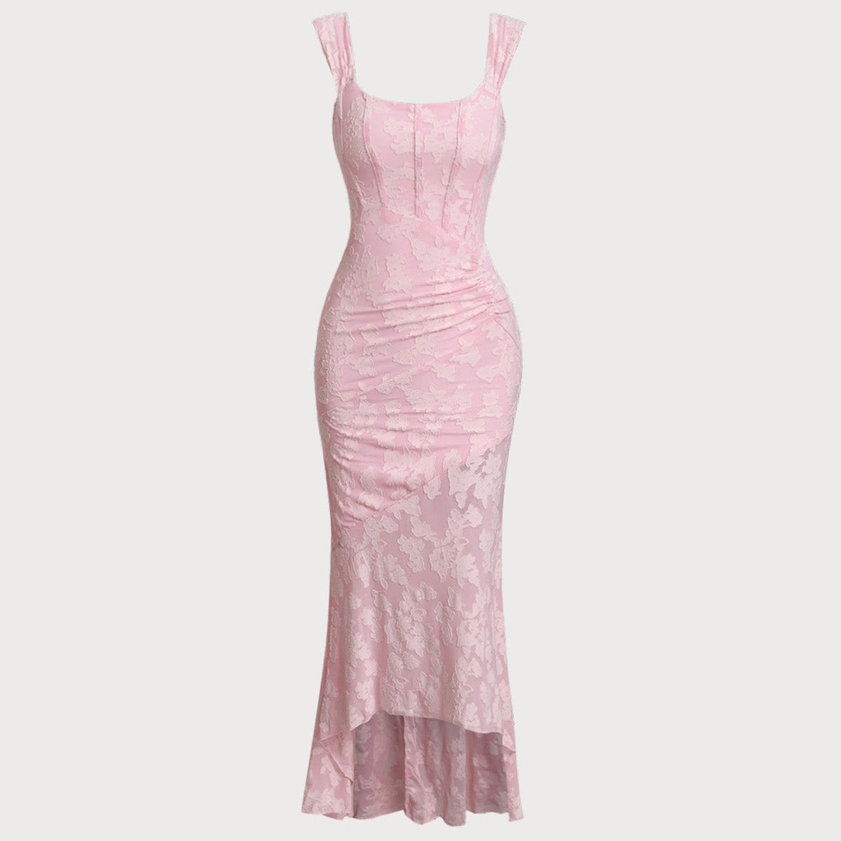 Belltoile Pembe Jakarlı Bodycon Slip Maxi Elbise