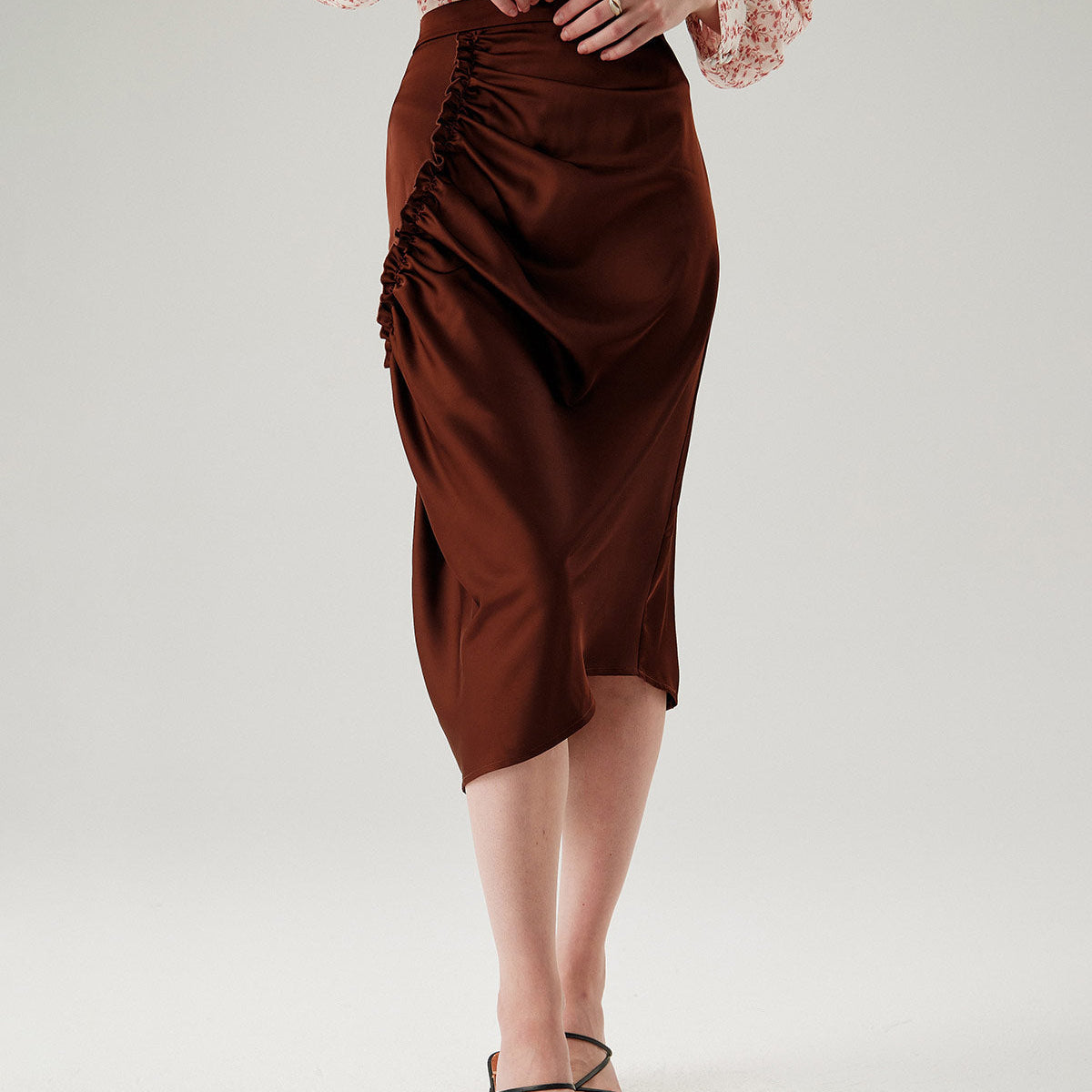 Belltoile™ Kahve Dantelli Kalem Midi Etek