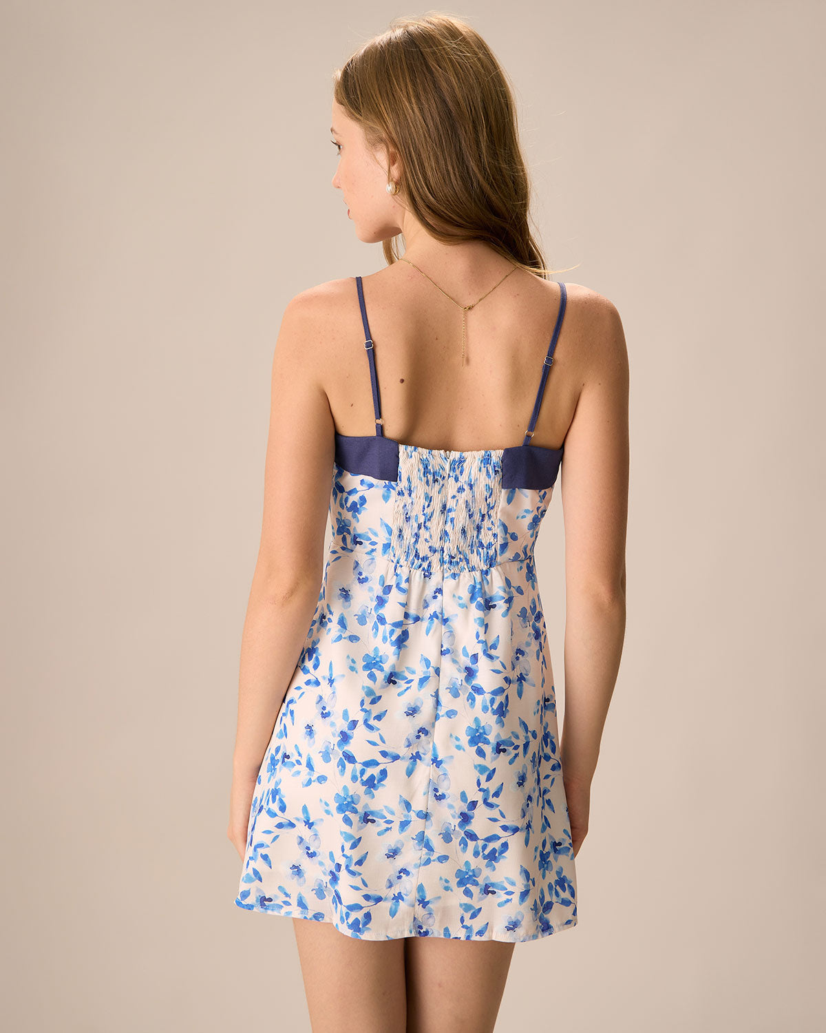 Belltoile™ Kadın Mavi Çiçekli Slip Mini Elbise