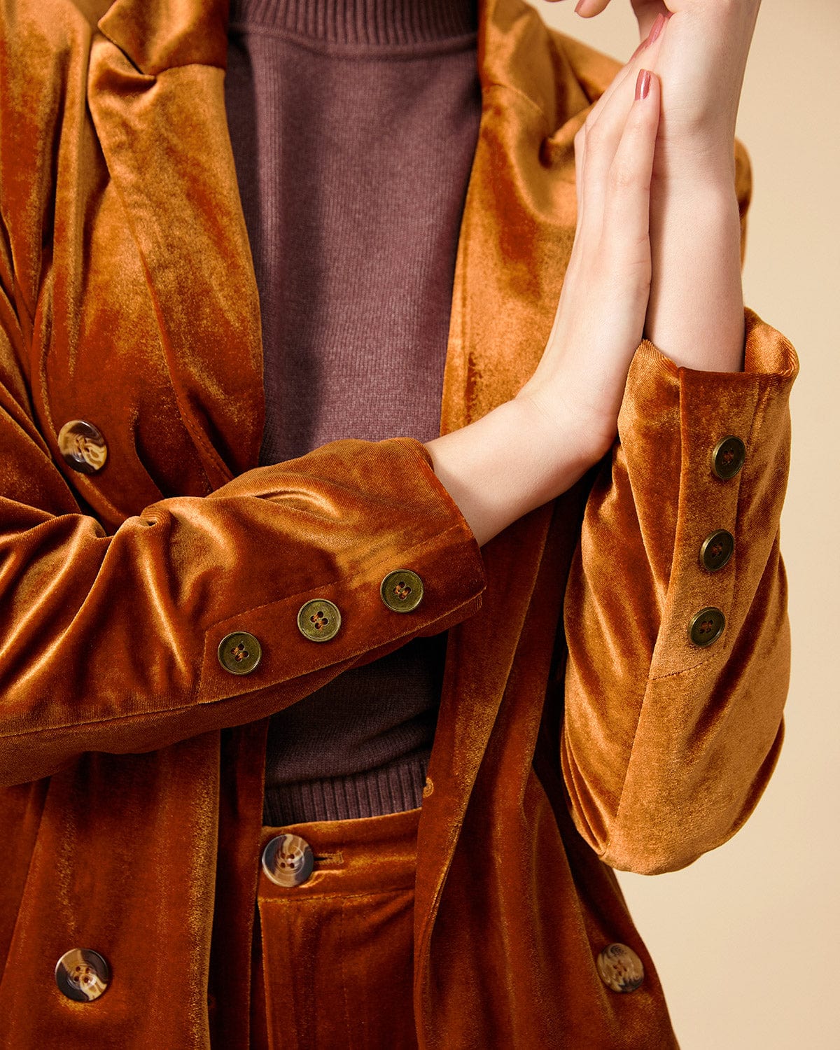 Belltoile™ Yakalı Kruvaze Kadife Blazer