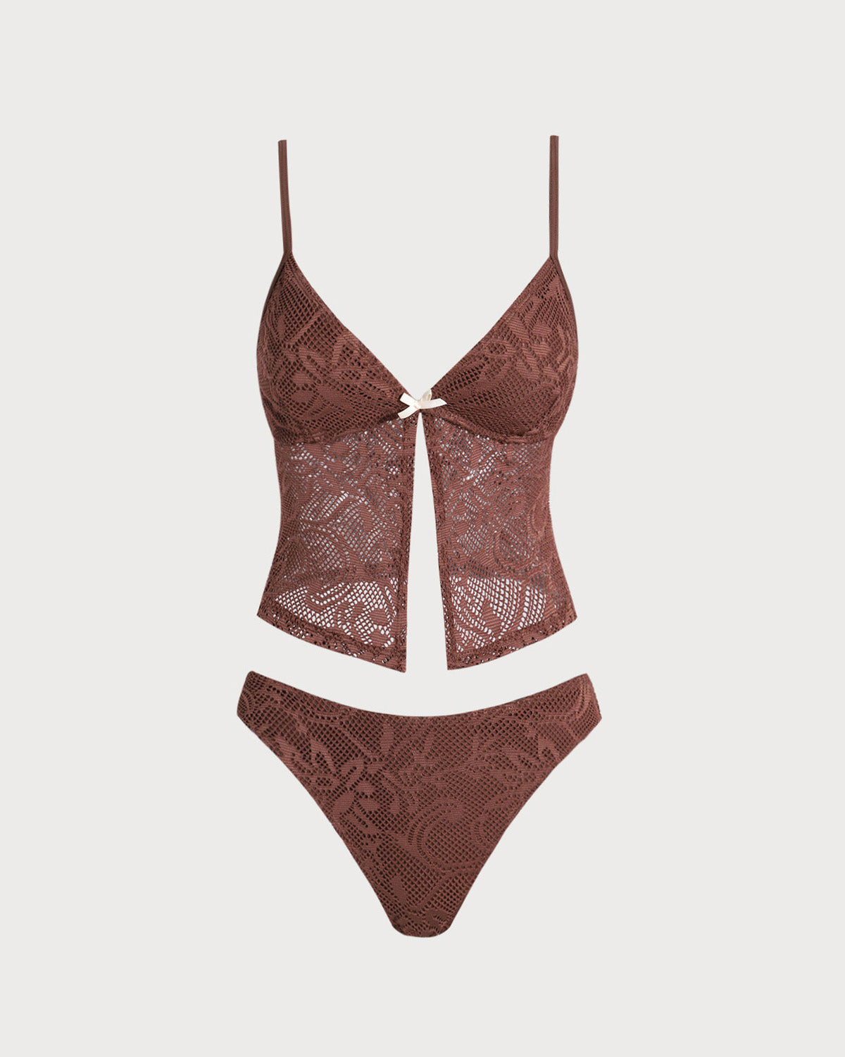 Belltoile™ Kahverengi File Yırtmaçlı Tankini Mayo