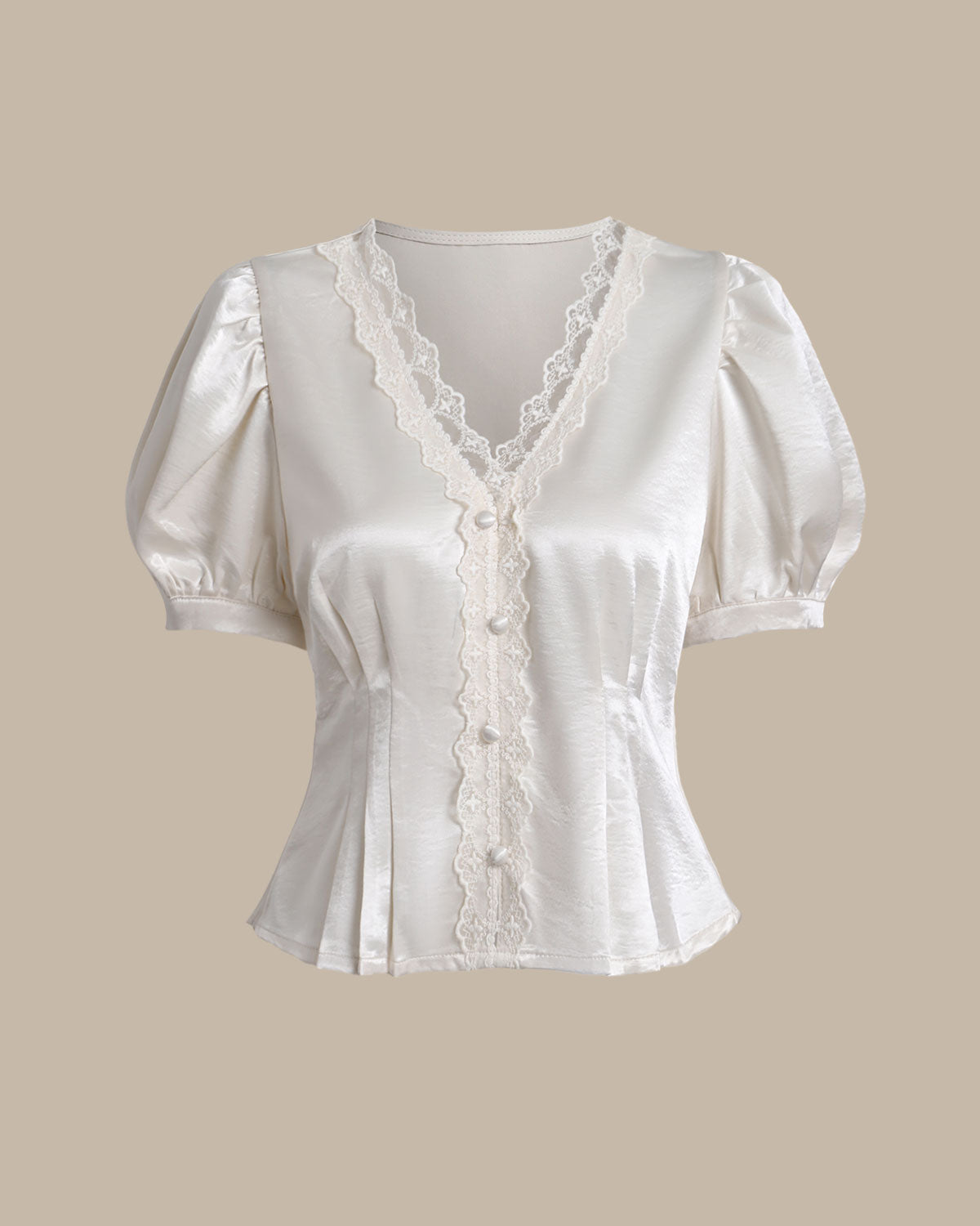 Belltoile™ Beyaz Saten V Yaka Dantelli Bluz
