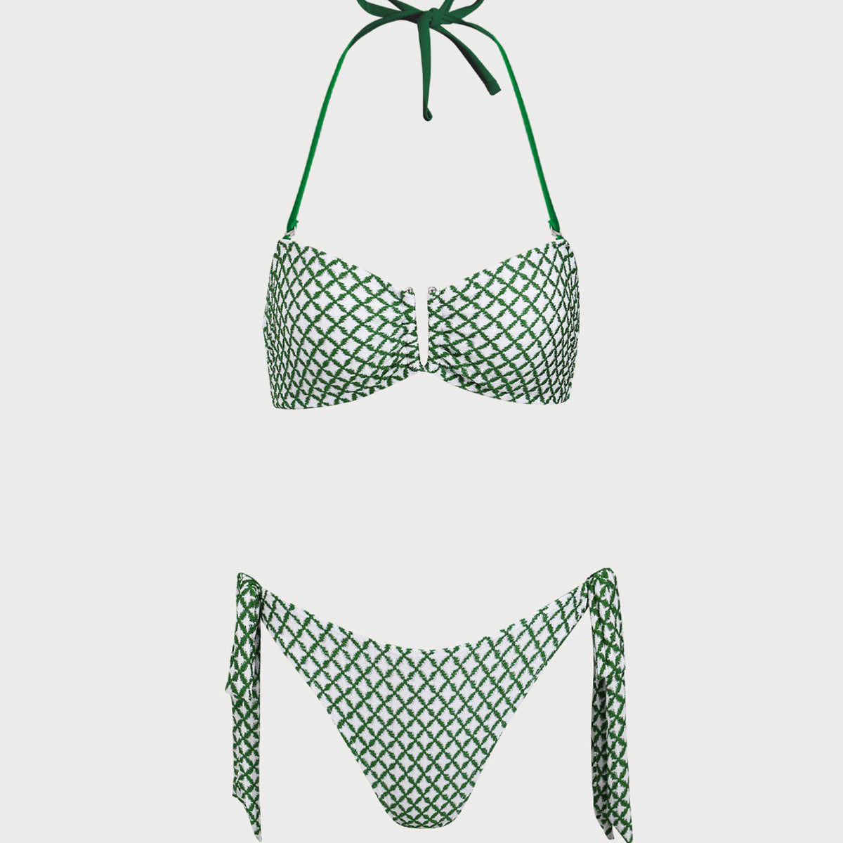 Belltoile™ Yeşil Ekose Kontrast Bikini Takımı