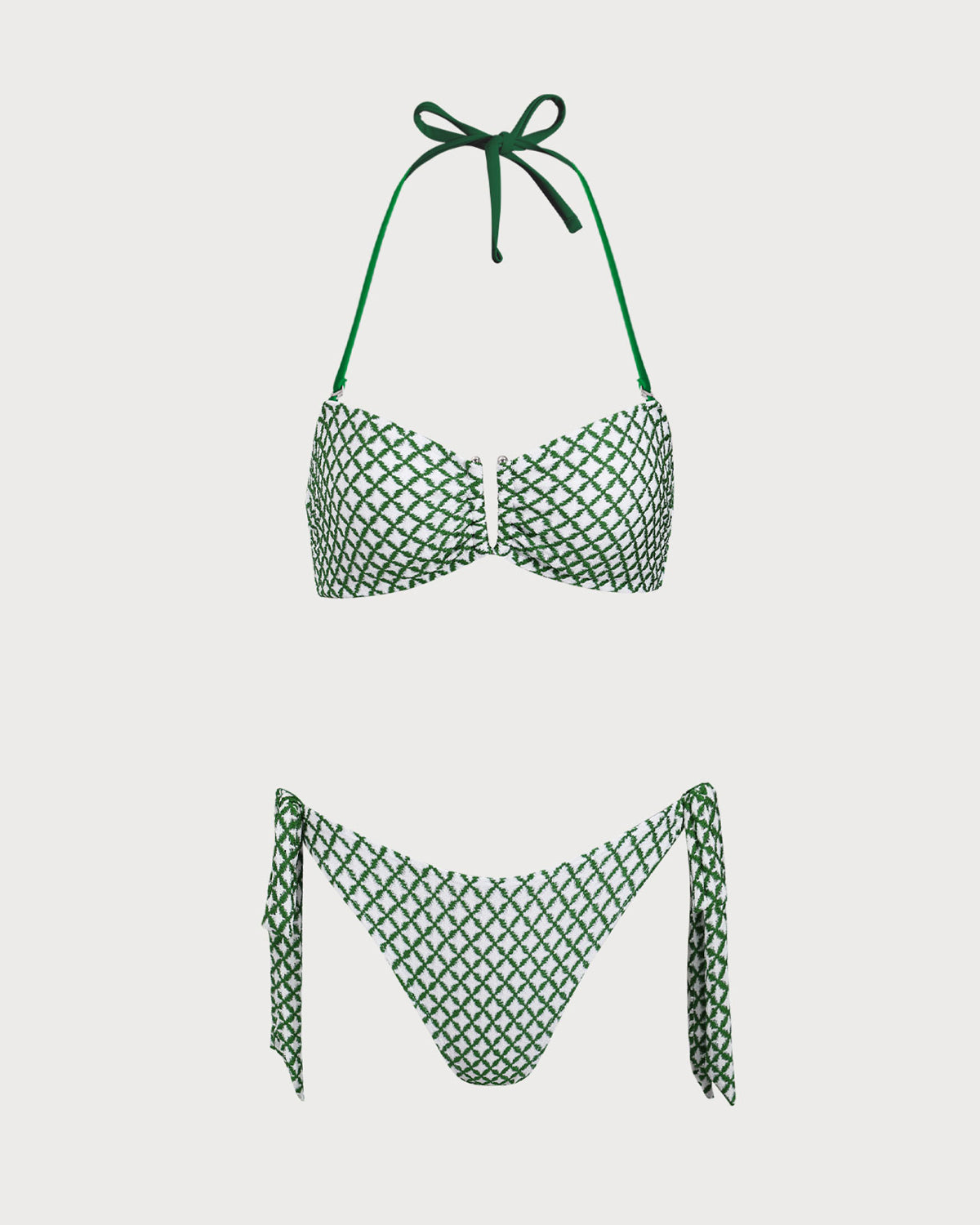 Belltoile™ Yeşil Ekose Kontrast Bikini Takımı