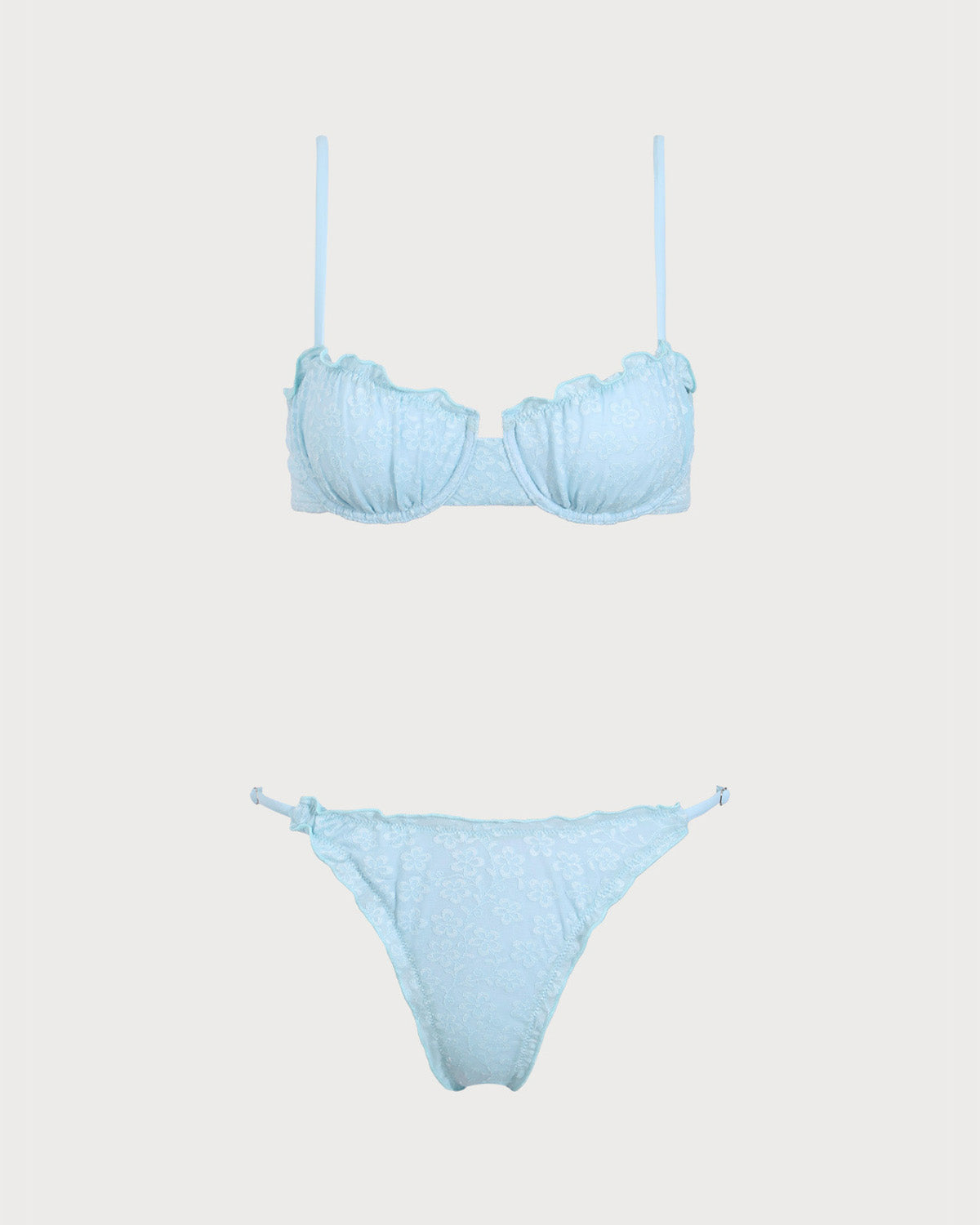 Belltoile™ Mavi Fırfırlı Çiçek Balenli Bikini Takımı