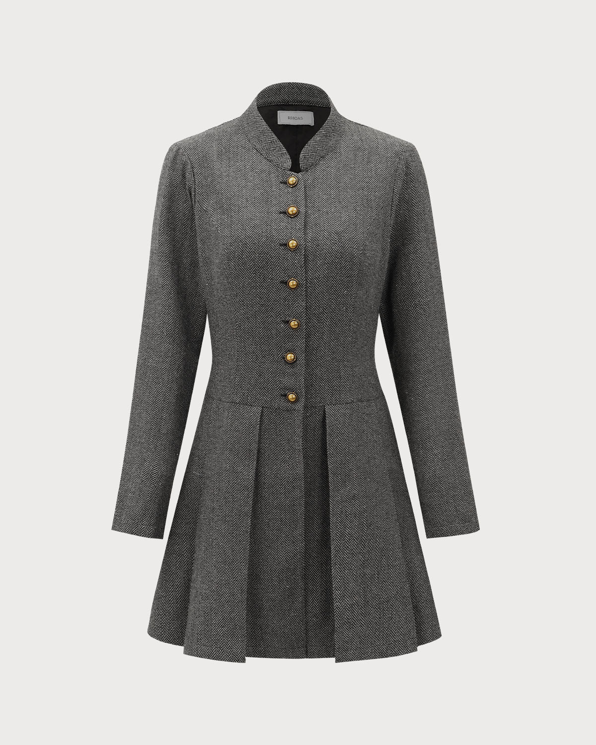 Belltoile™ Gri Düğmeli Piliseli Mini Elbise