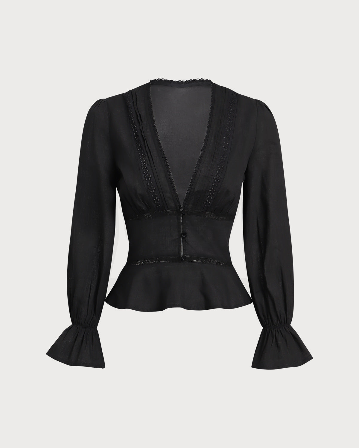 Belltoile™ Siyah V Yaka Fırfırlı Bluz