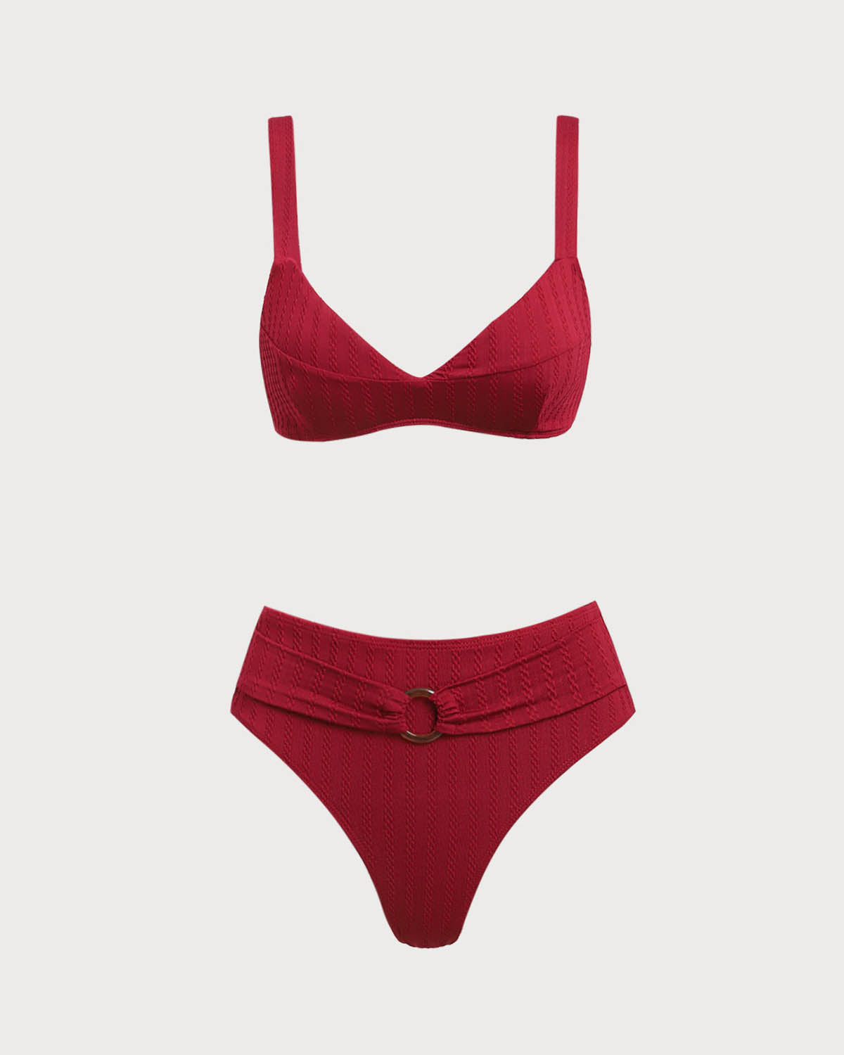 Belltoile™ Kırmızı Kare Yaka O-Ring Bikini Seti