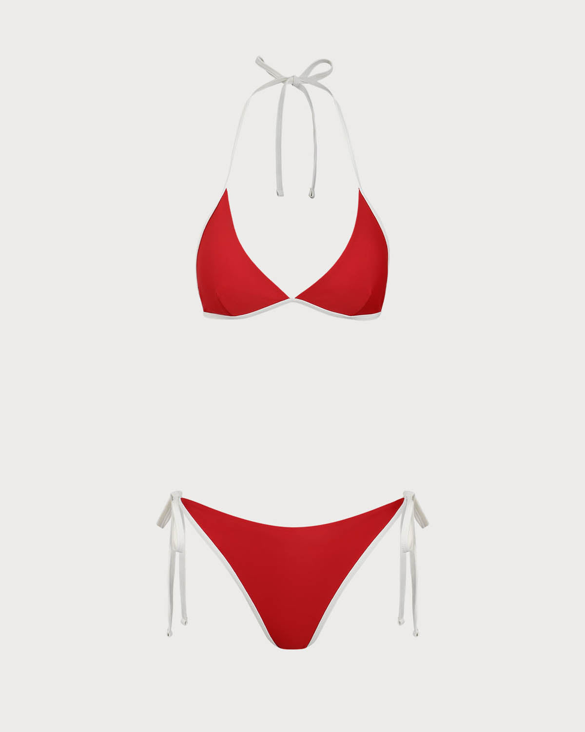 Belltoile Kırmızı Kontrastlı Boyundan Bağlamalı Üçgen Bikini Takımı