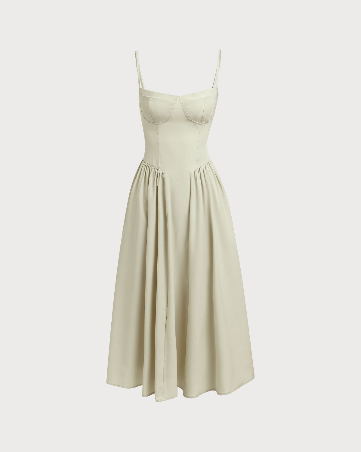 Belltoile Yeşil Kare Yaka Cepli Slip Midi Elbise