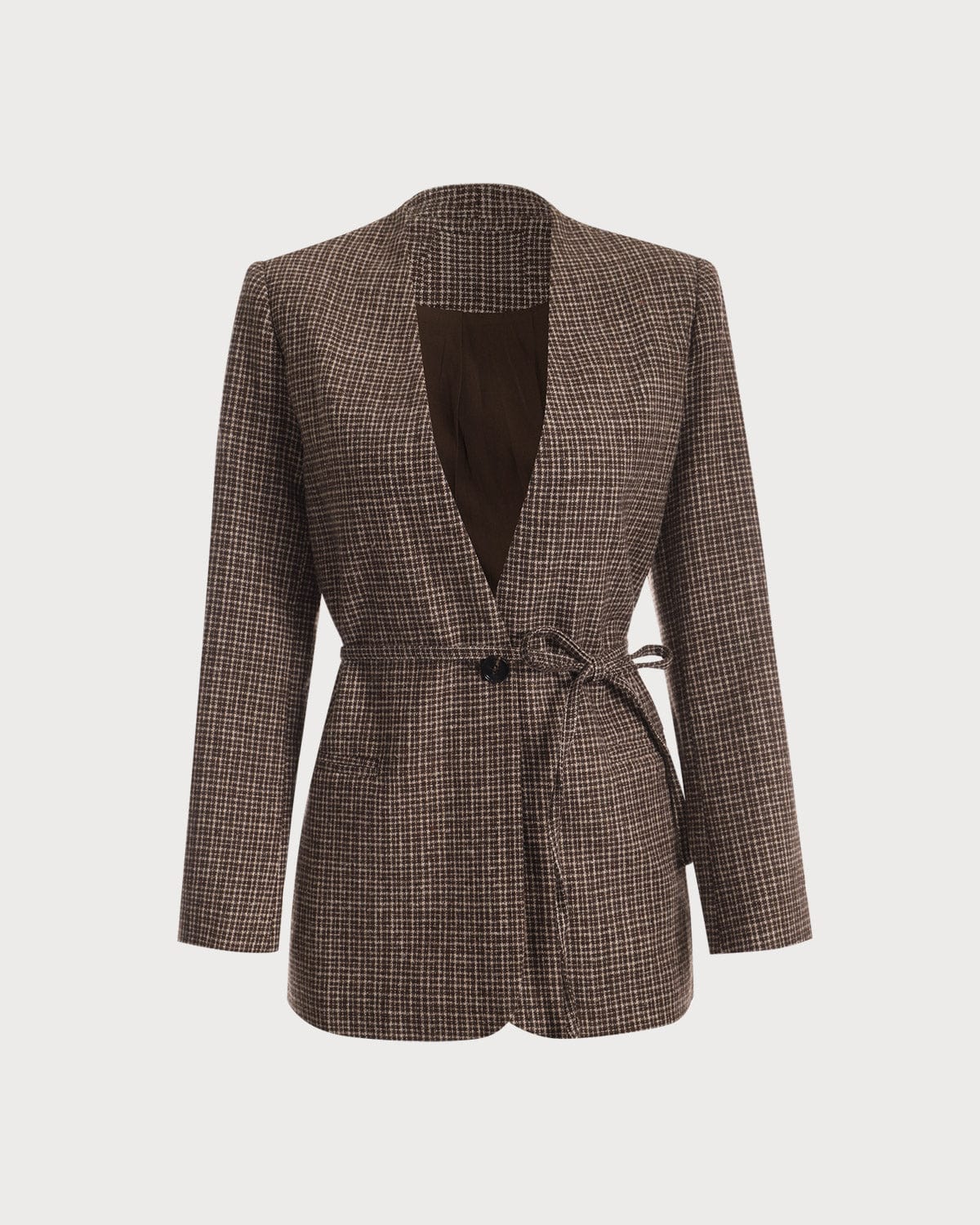 Belltoile™ V Yaka Ekose Tek Düğme Blazer