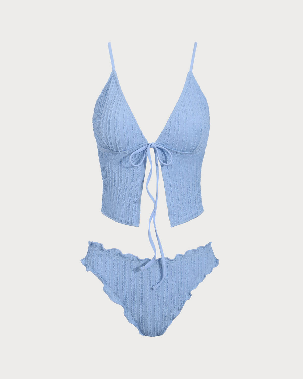 Belltoile™ Mavi Jakarlı Önden Bağlamalı Tankini Mayo