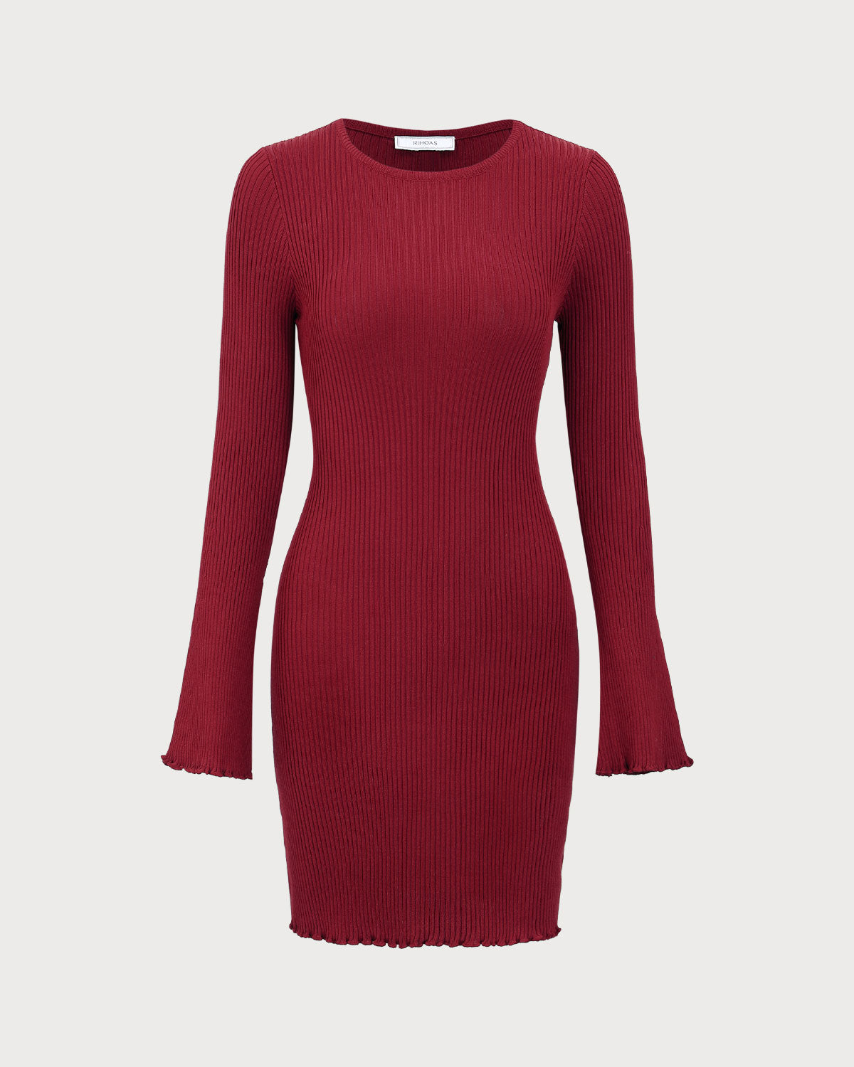 Belltoile™ Kadın Kırmızı Zil Kol Bodycon Kazak Elbise