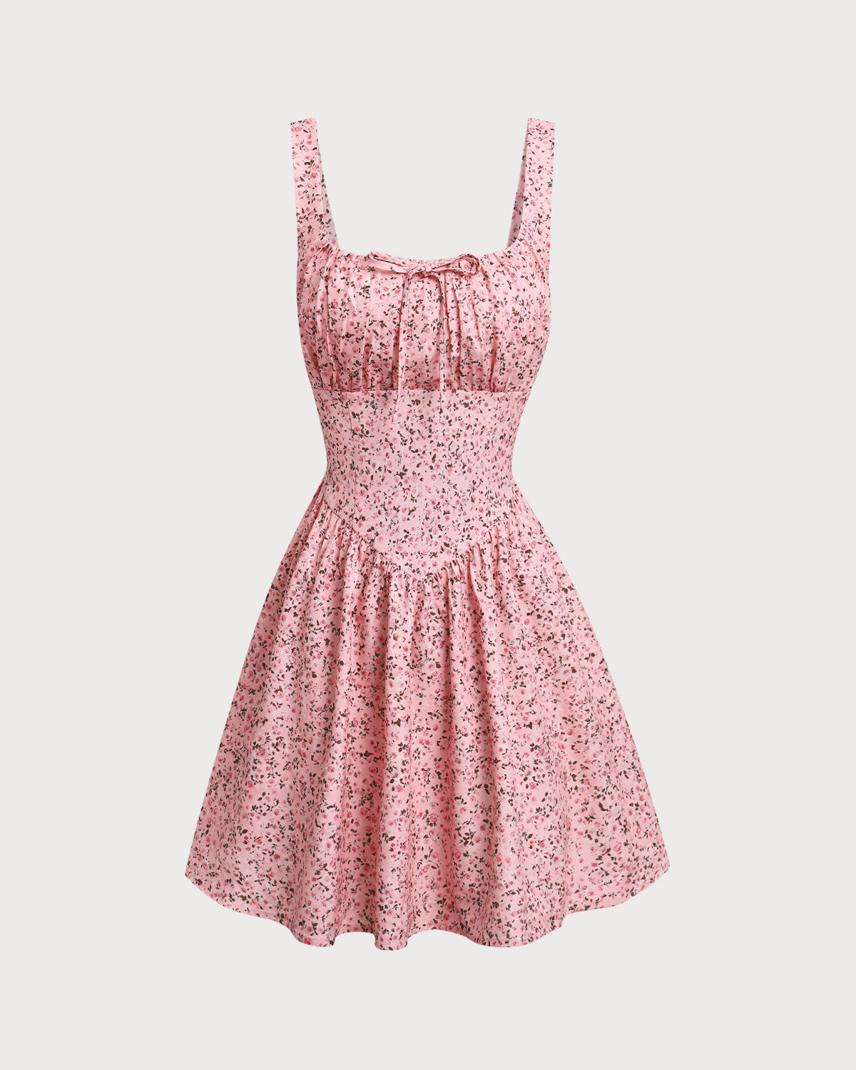 Belltoile™ Pembe Çiçekli Dantelli Korse Slip Mini Elbise
