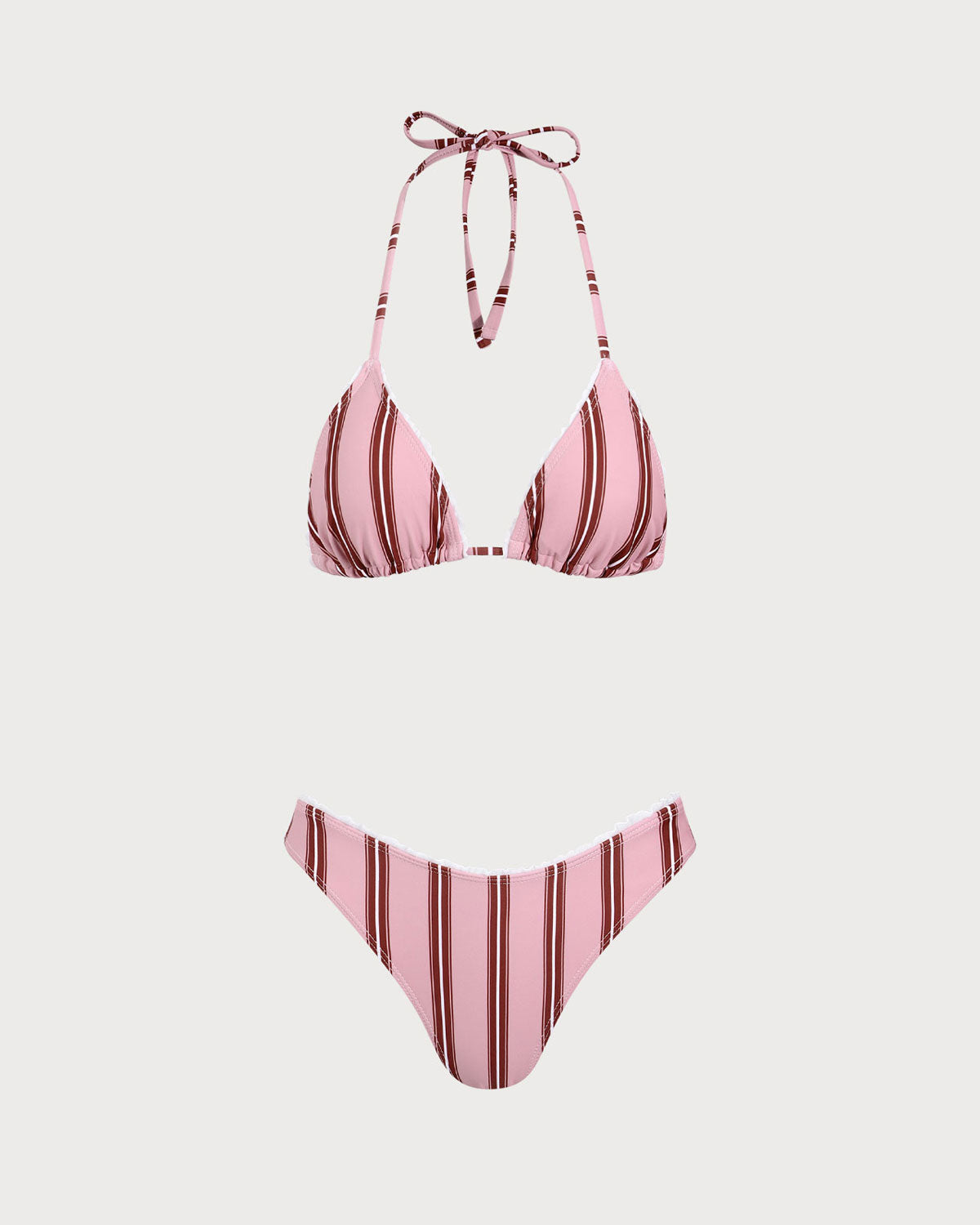 Belltoile™ Pembe Çizgili Halter Bikini Takımı