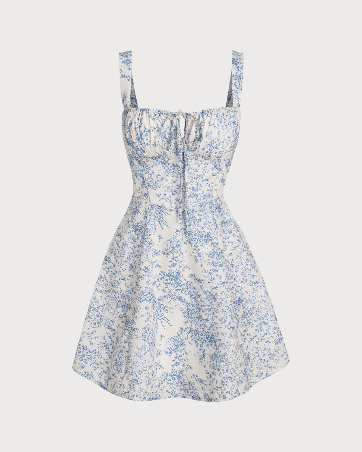 Belltoile Mavi Çiçekli Dantelli Slip Korse Mini Elbise