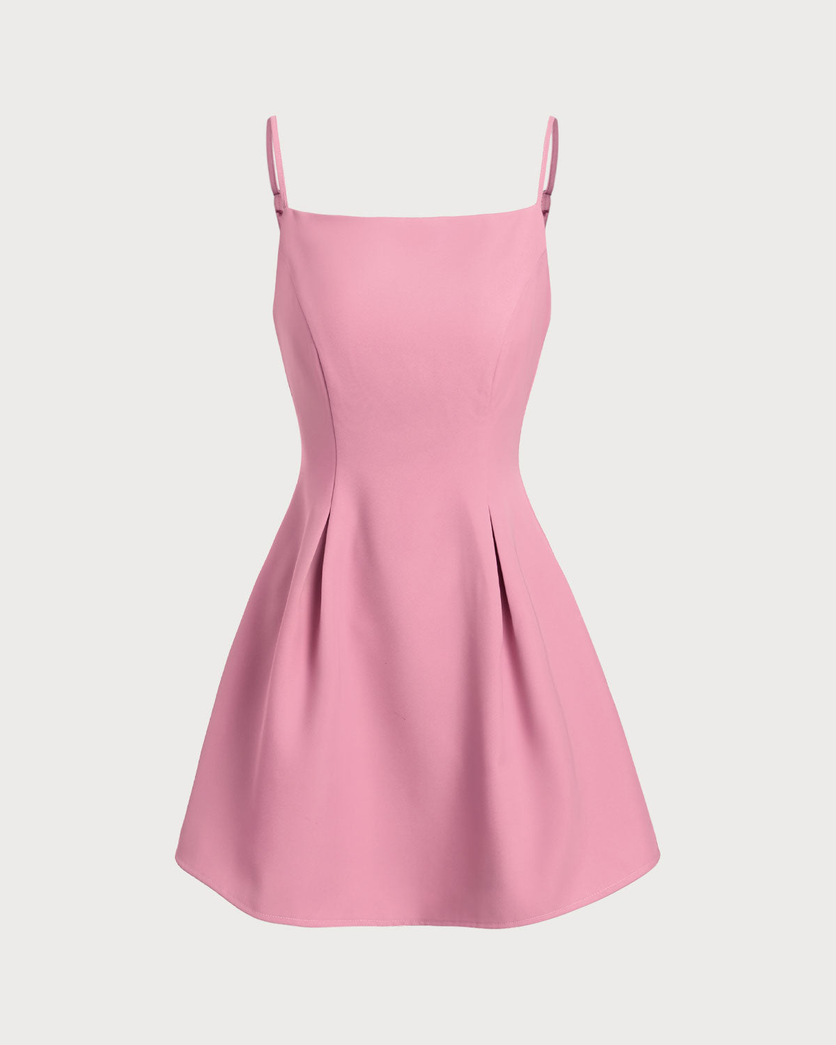 Belltoile Pembe Kare Yaka Slip Pileli Mini Elbise