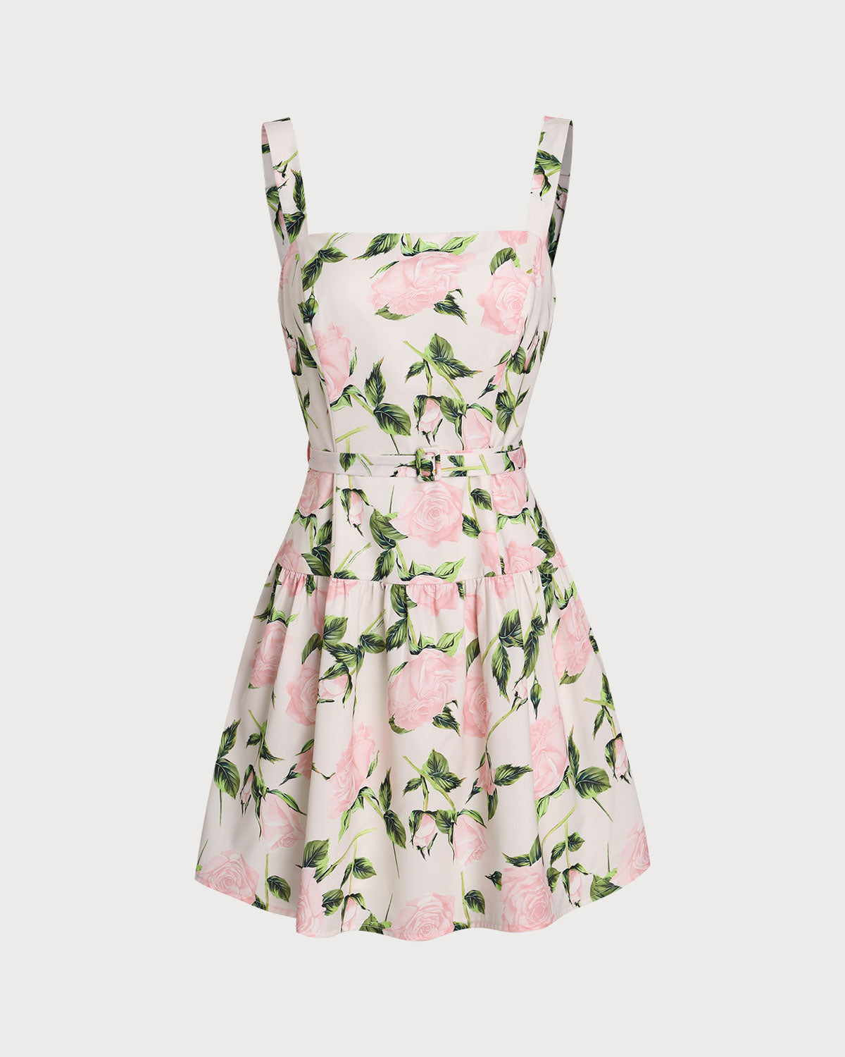 Belltoile Pembe Çiçekli Dantelli Kuşaklı Slip Mini Elbise