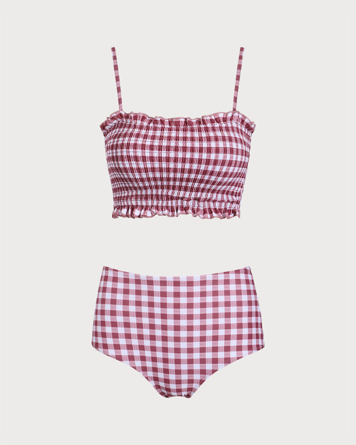Belltoile™ Kırmızı Ekose Bandeau Bikini Seti