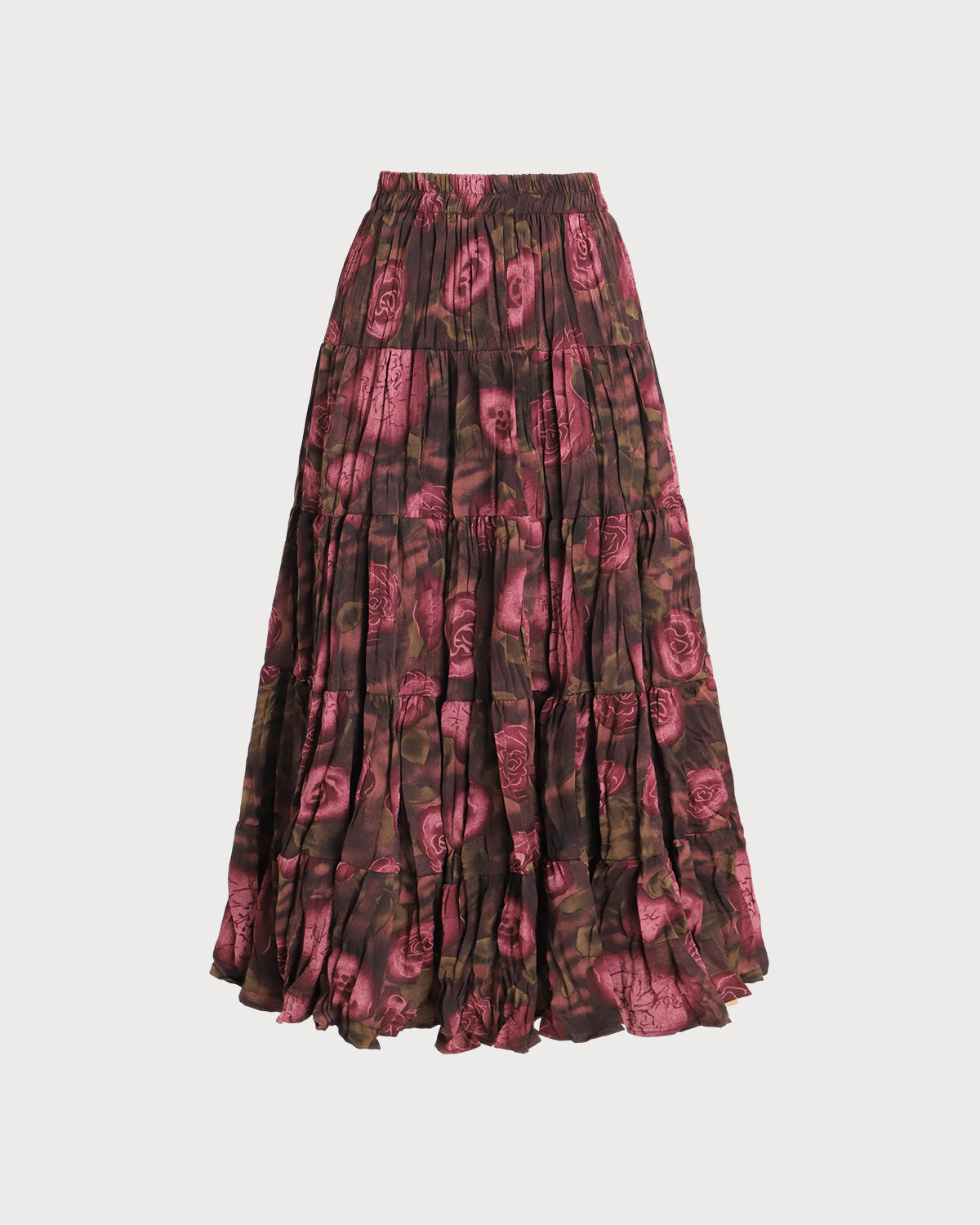 Belltoile™ Pembe Çiçekli Beli Pileli Midi Etek
