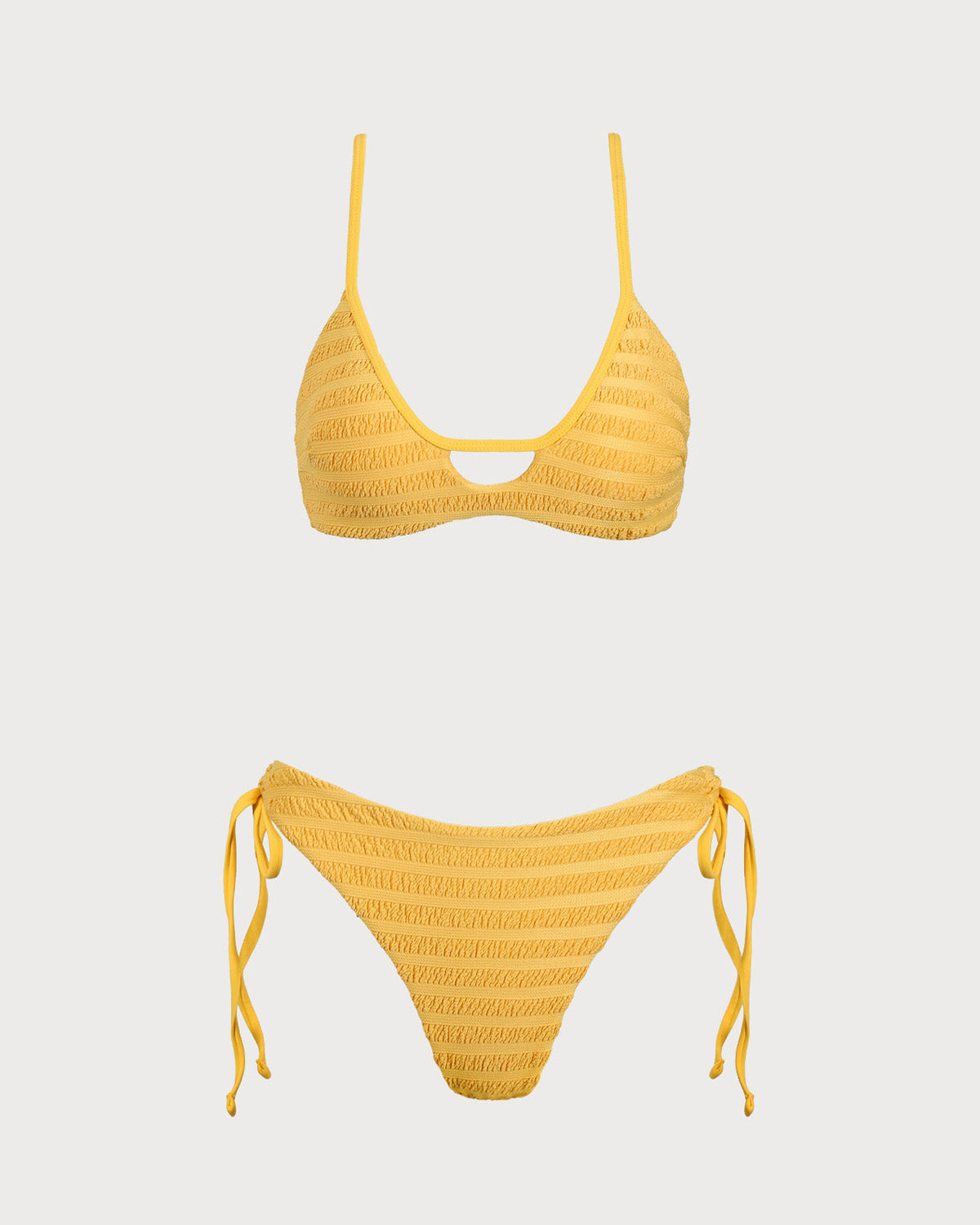 Belltoile™ Sarı Dokulu Dantelli Bikini Takımı