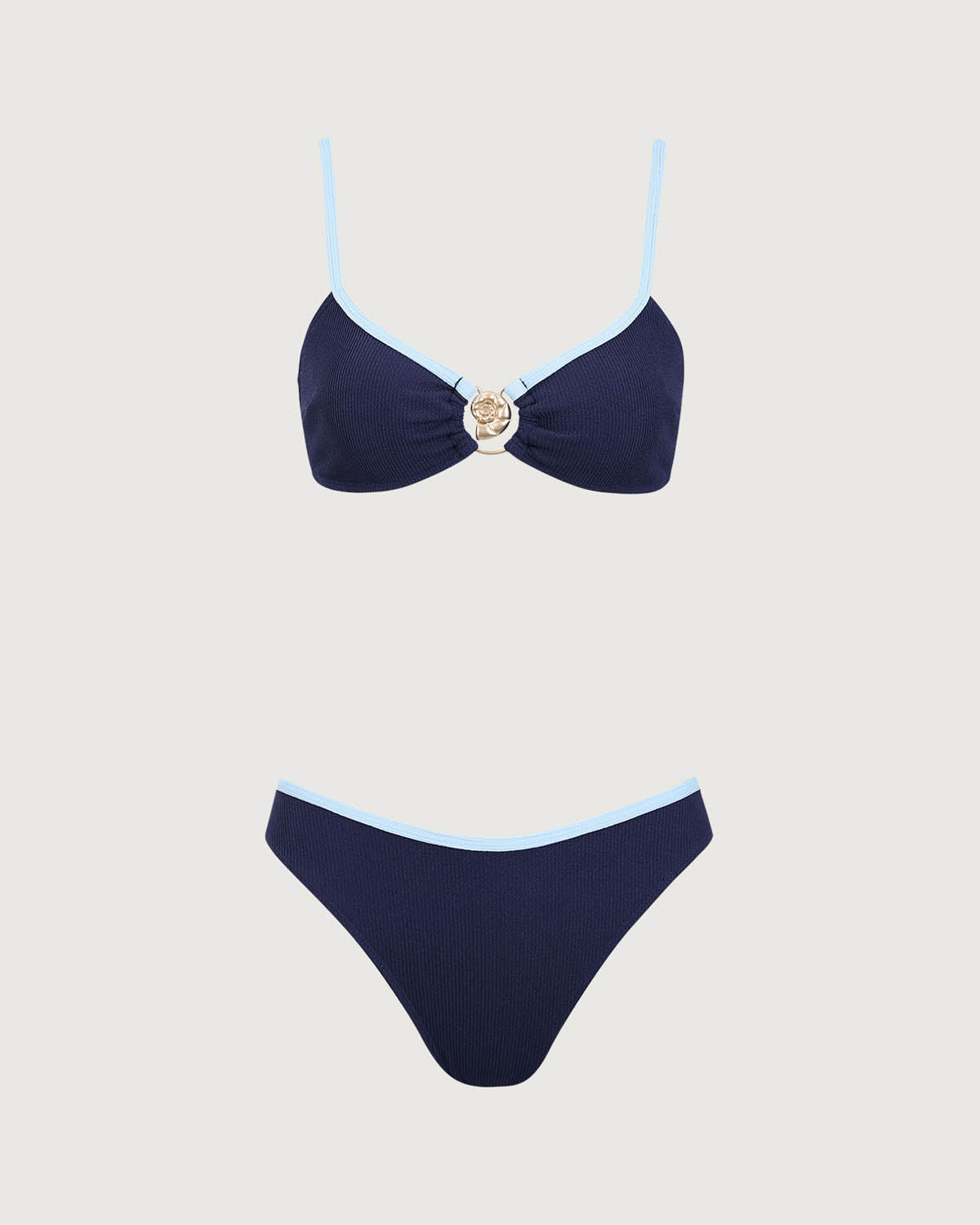 Belltoile™ Mavi Kontrast Dokulu Bikini Takımı