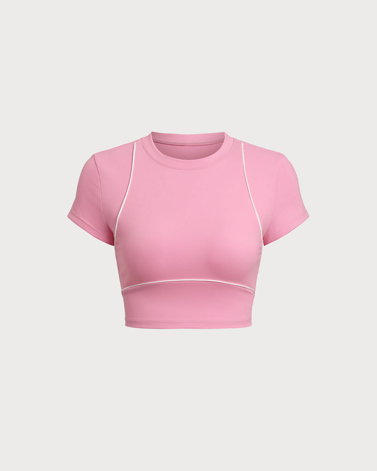 Belltoile™ Pembe Yuvarlak Yaka Kısa Kollu Yoga Üstü - Hafif Destek