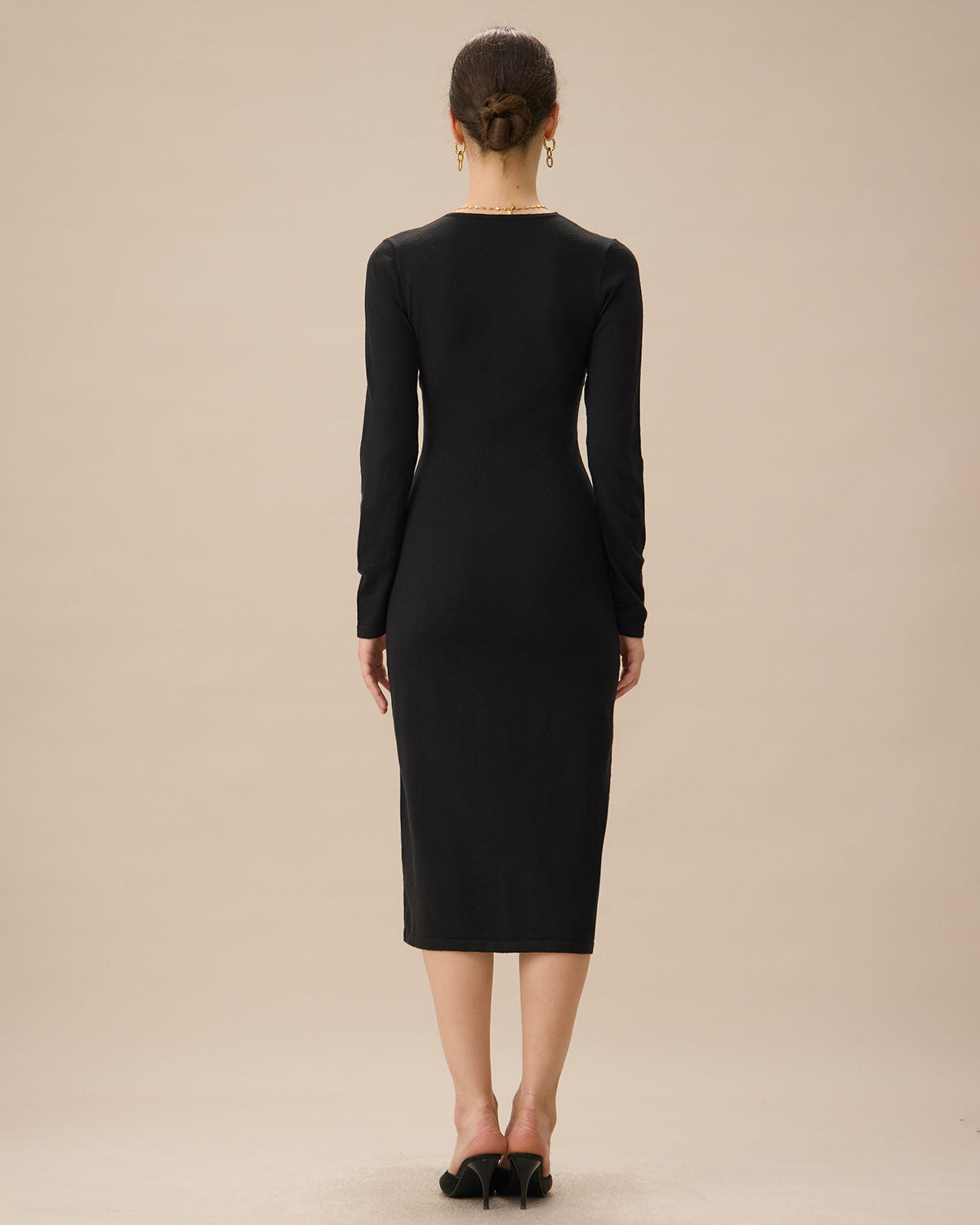 Belltoile™ Siyah V Yaka Bodycon Triko Elbise