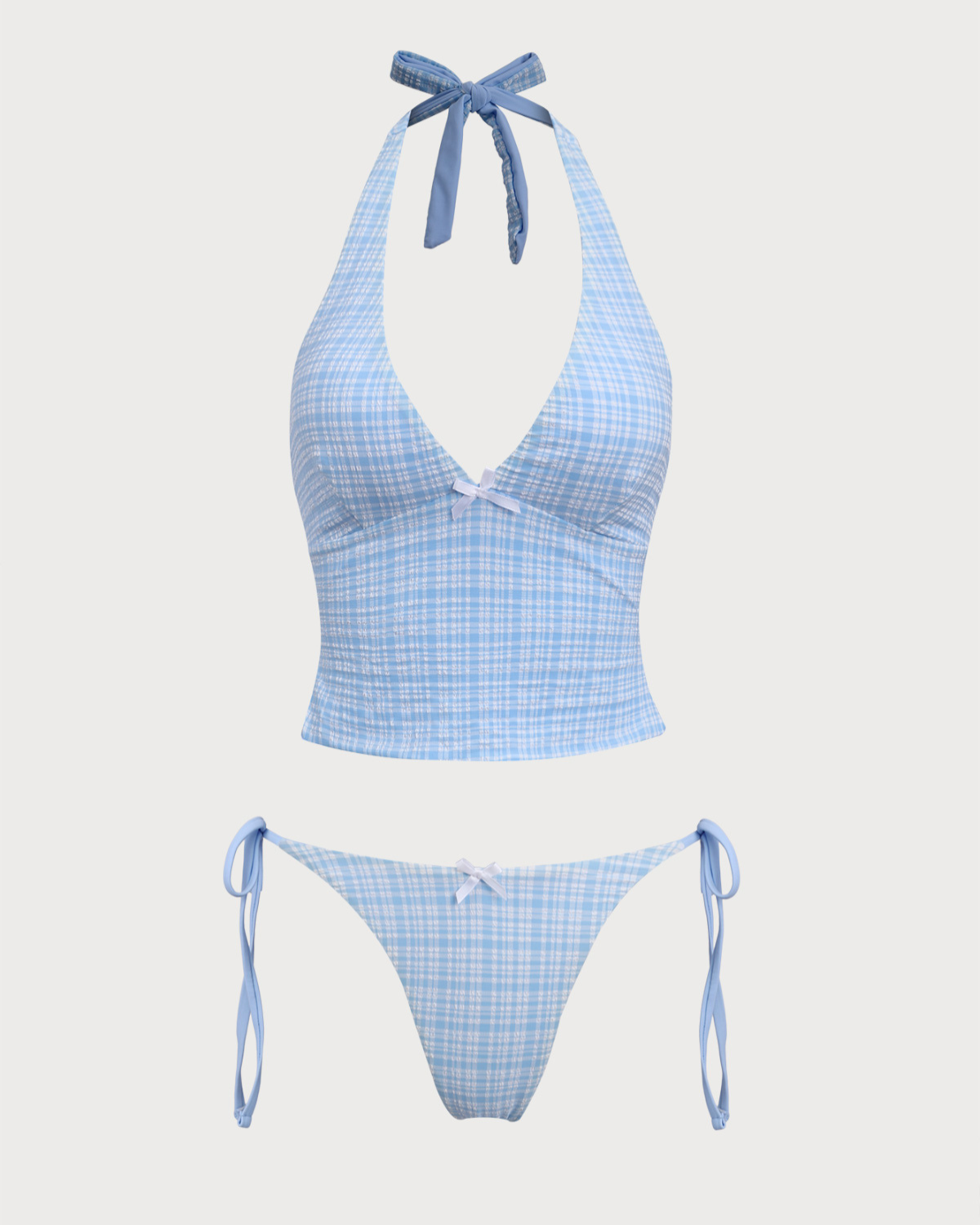 Belltoile™ Mavi Örme Ekose Tankini Mayo