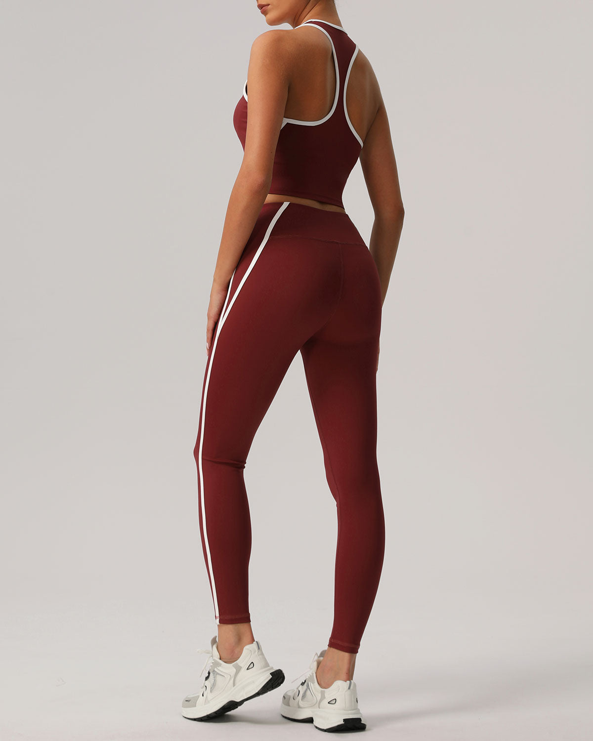 Belltoile™ Kırmızı Yuvarlak Yaka Yoga Atleti - Hafif Destekli