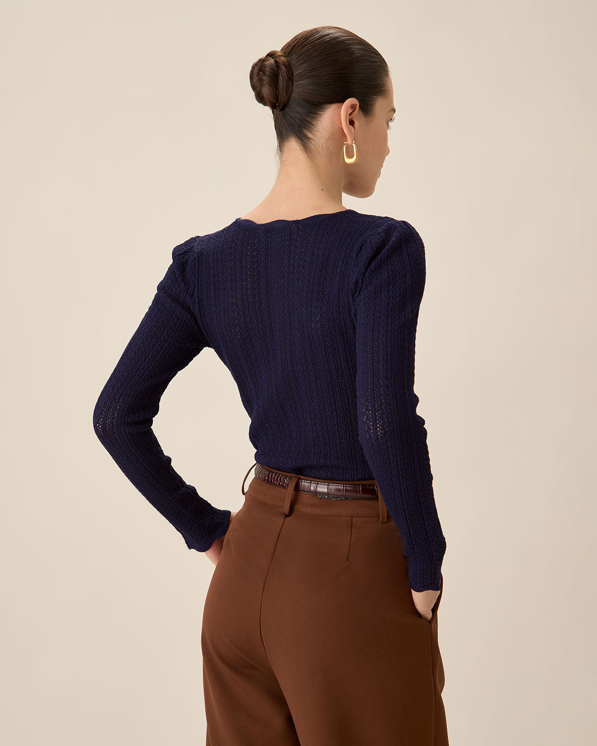 Belltoile™ Lacivert Yuvarlak Yaka İnce Kazak