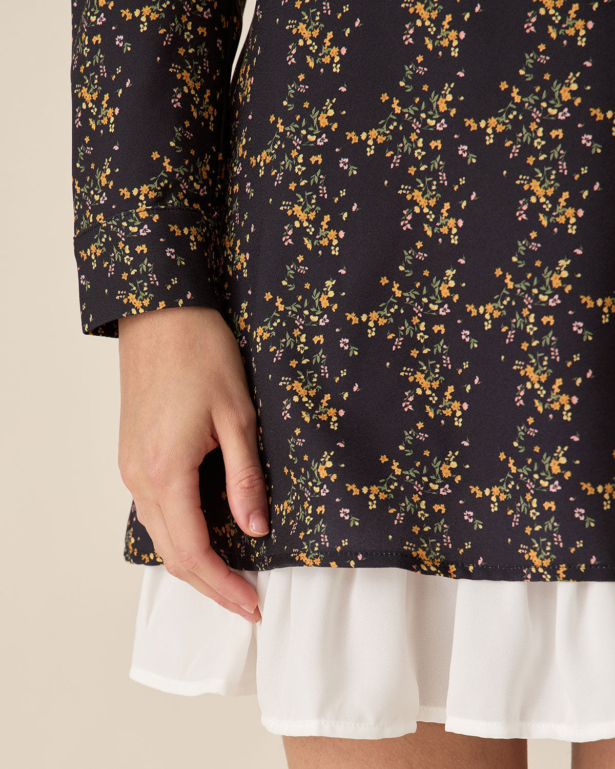 Belltoile™ Siyah Kontrast Kolları Kabarık Mini Elbise