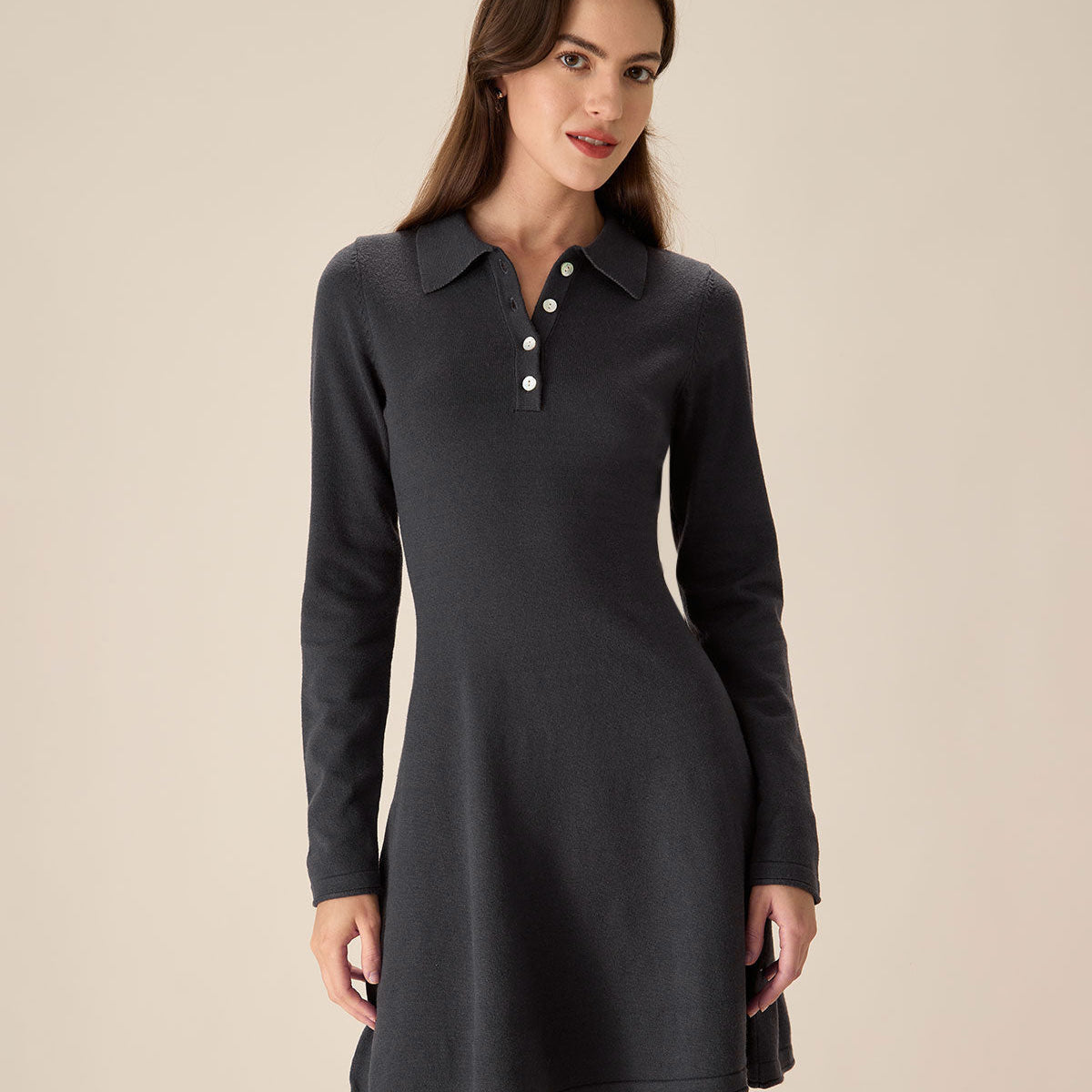 Belltoile™ Gri Piliseli Kazak Mini Elbise