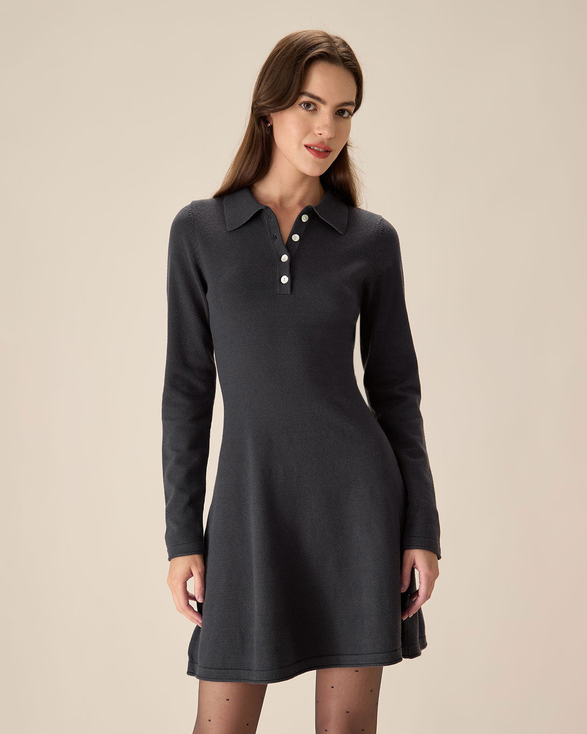 Belltoile™ Gri Piliseli Kazak Mini Elbise